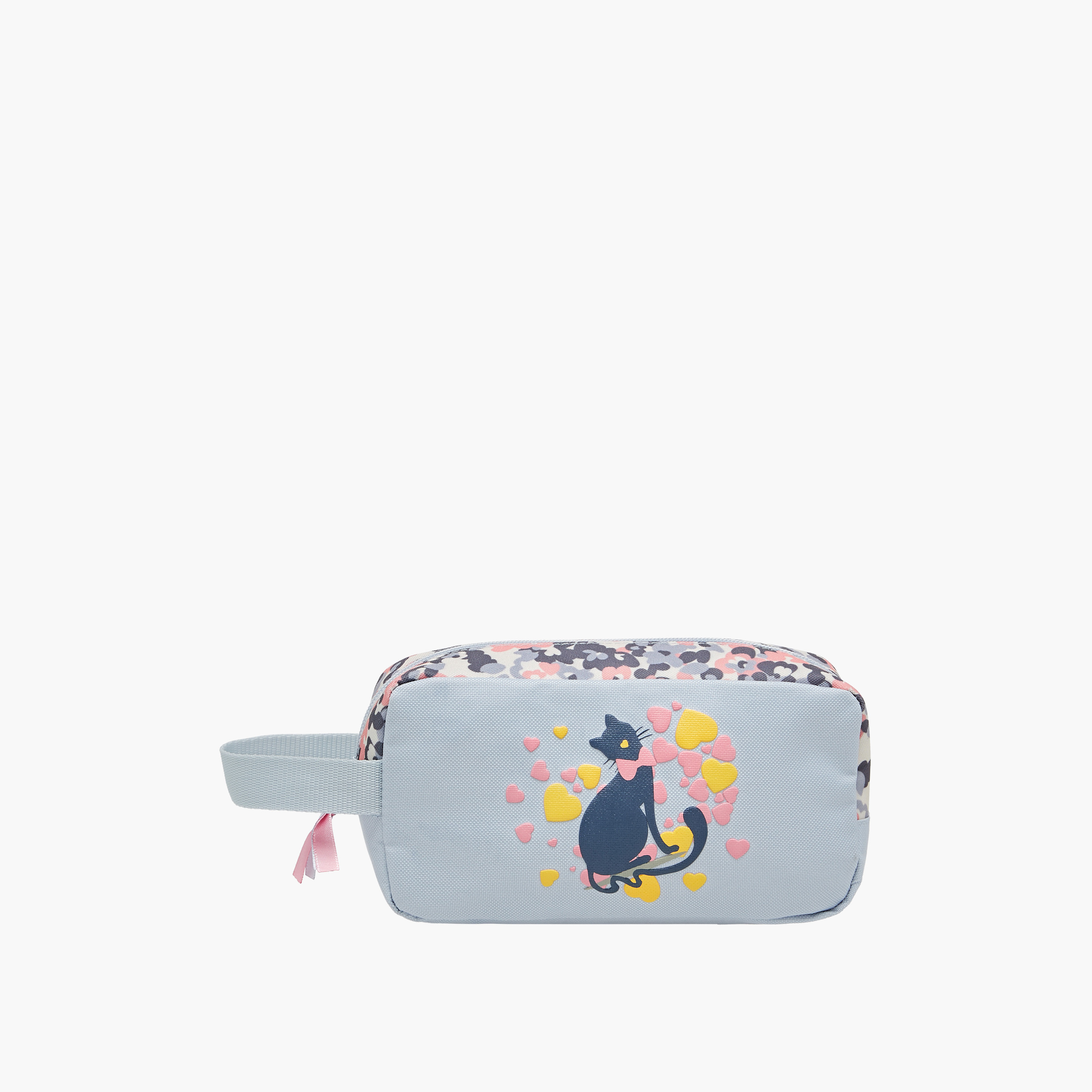 Juniors Cat Print Pencil Pouch with Zip Closure-school-stationery-pencilcases-image-1