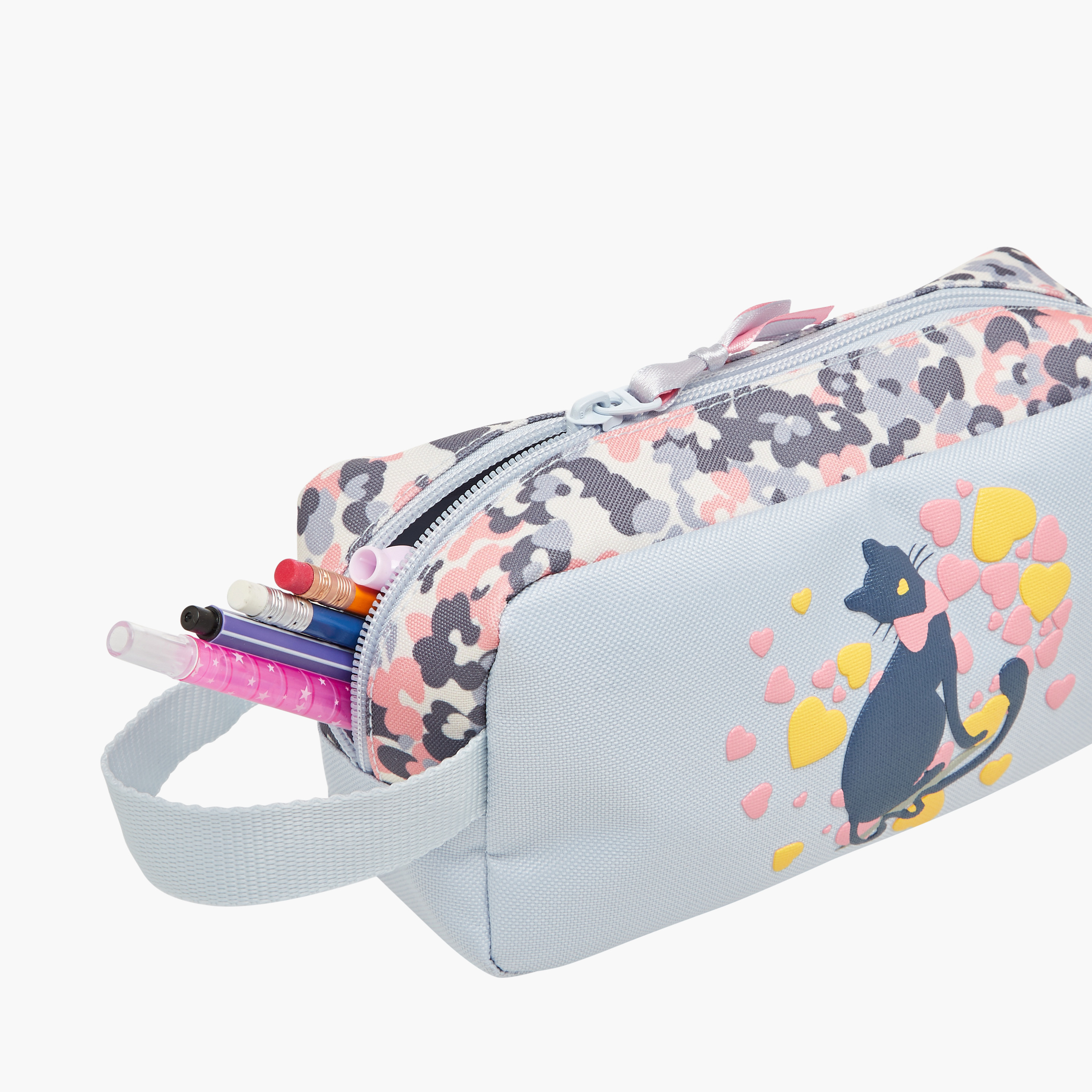 Juniors Cat Print Pencil Pouch with Zip Closure-school-stationery-pencilcases-image-8