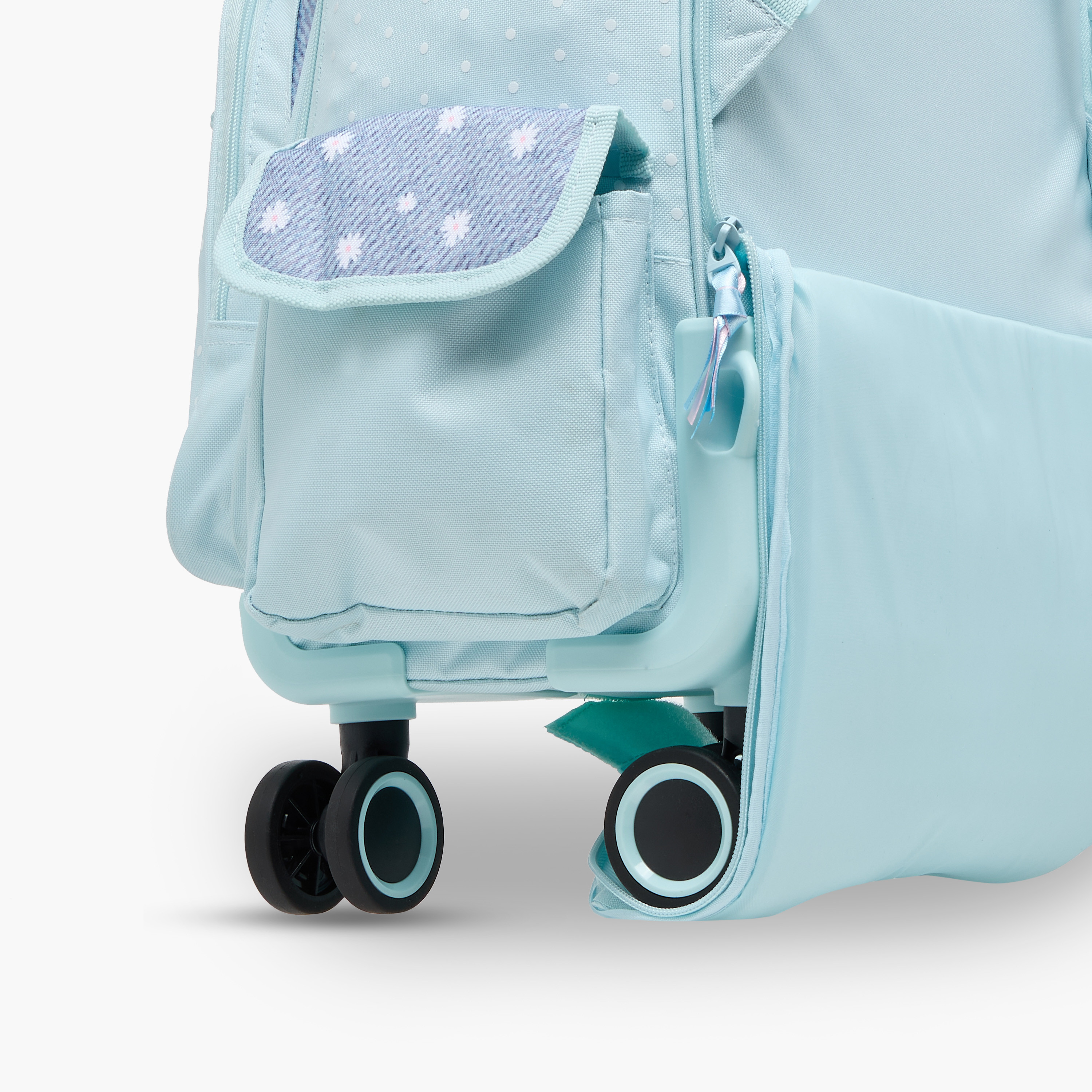 Juniors Heart Print Trolley Backpack with Retractable Handle and Zip Closure - 18 Inches-school-bagsandbackpacks-trolleybags-image-10