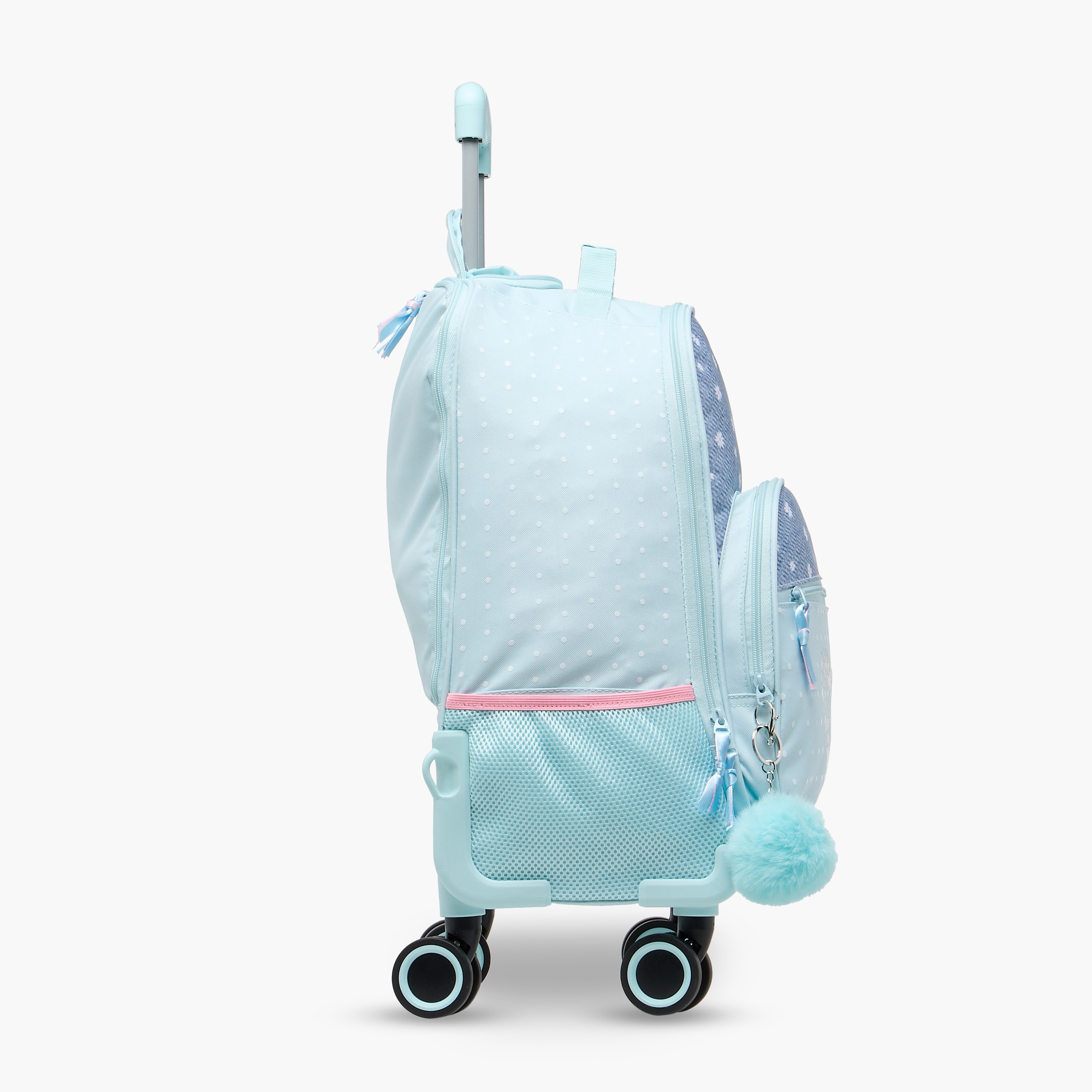 Juniors Heart Print Trolley Backpack with Retractable Handle and Zip Closure - 18 Inches-school-bagsandbackpacks-trolleybags-image-3