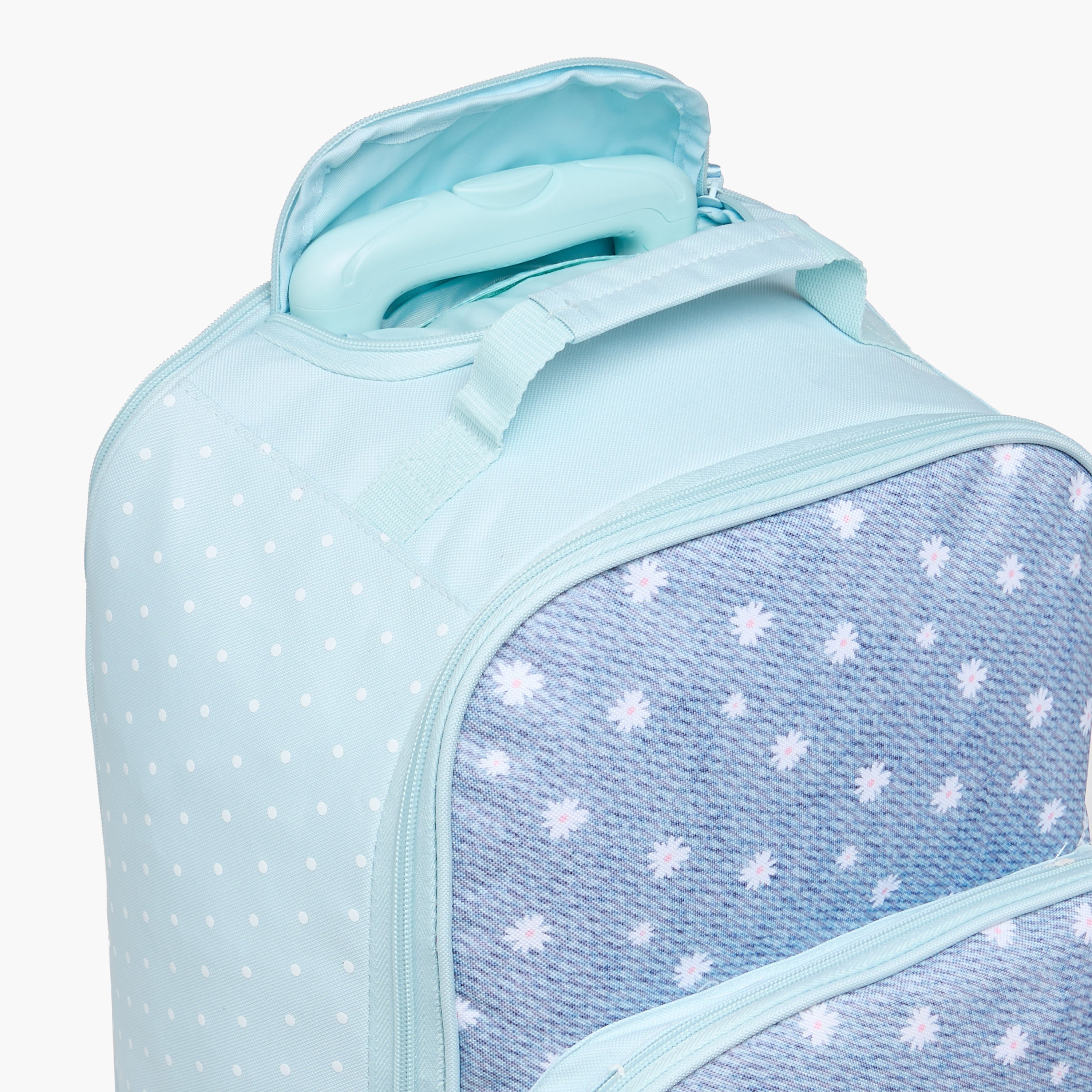 Juniors Heart Print Trolley Backpack with Retractable Handle and Zip Closure - 18 Inches-school-bagsandbackpacks-trolleybags-image-8