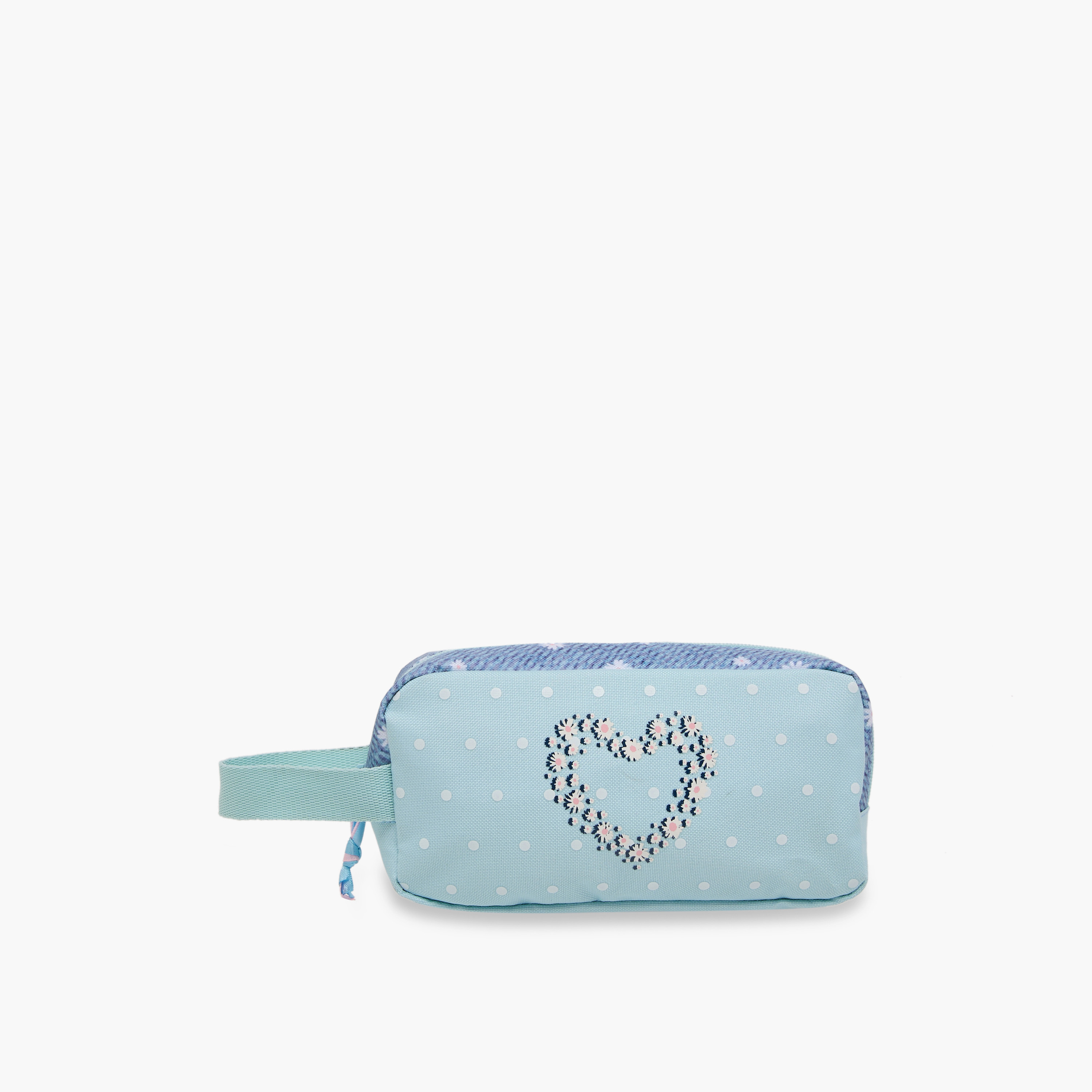 Juniors Floral Heart Print Pencil Pouch with Zip Closure-school-stationery-pencilcases-image-1