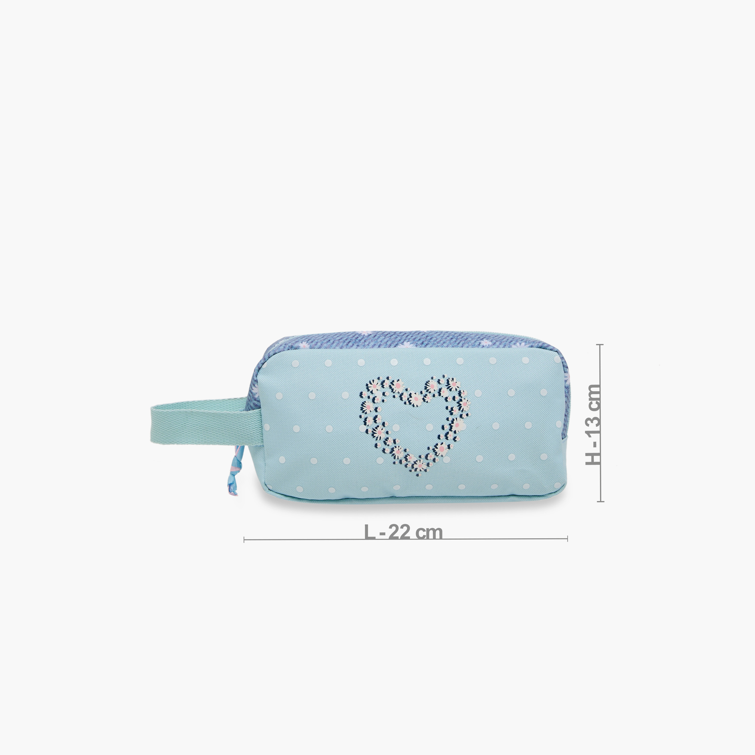 Juniors Floral Heart Print Pencil Pouch with Zip Closure-school-stationery-pencilcases-image-2