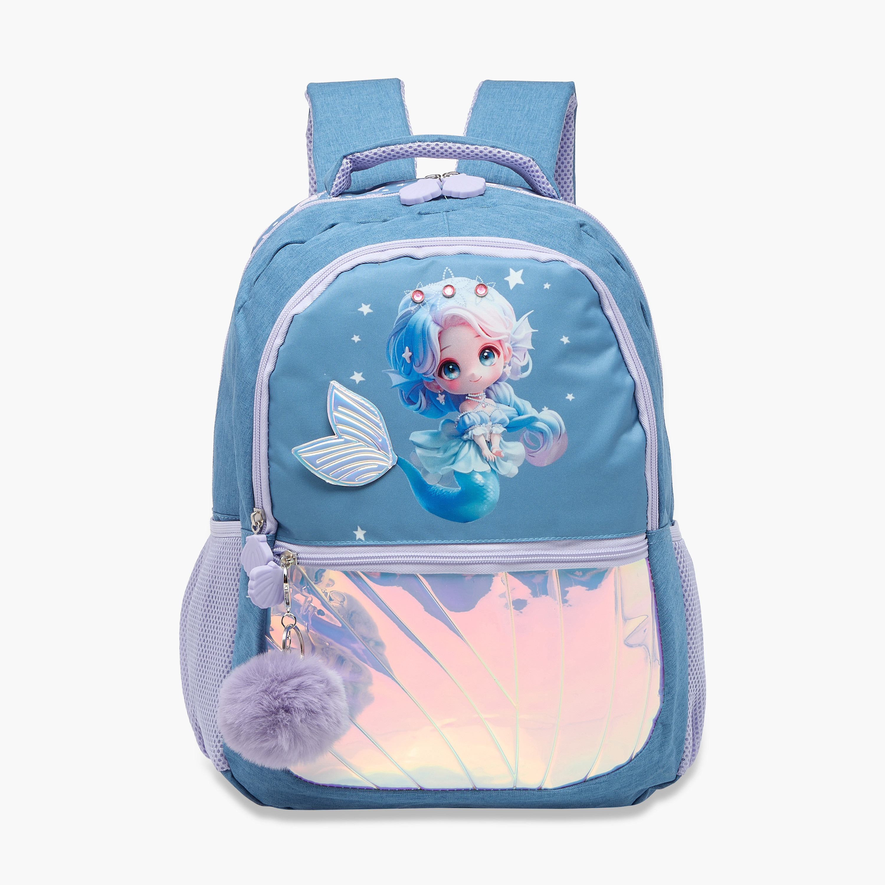 Juniors Mermaid Print Backpack with Adjustable Straps and Zip Closure - 16 inches-school-bagsandbackpacks-backpacks-image-1