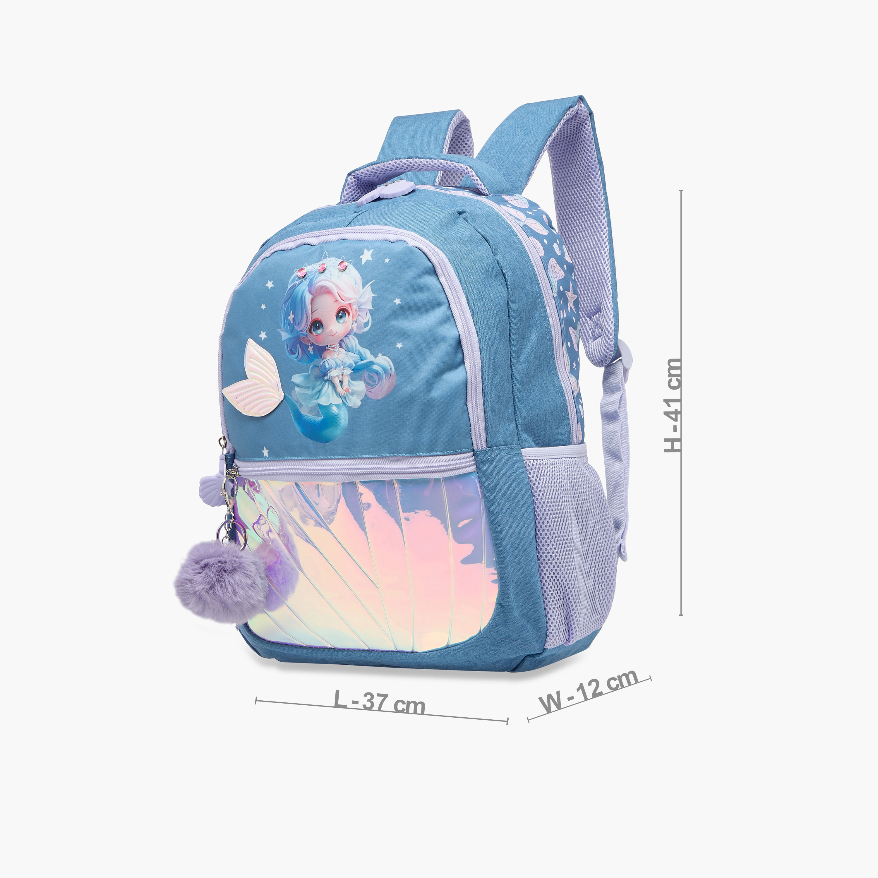Juniors Mermaid Print Backpack with Adjustable Straps and Zip Closure - 16 inches-school-bagsandbackpacks-backpacks-image-2
