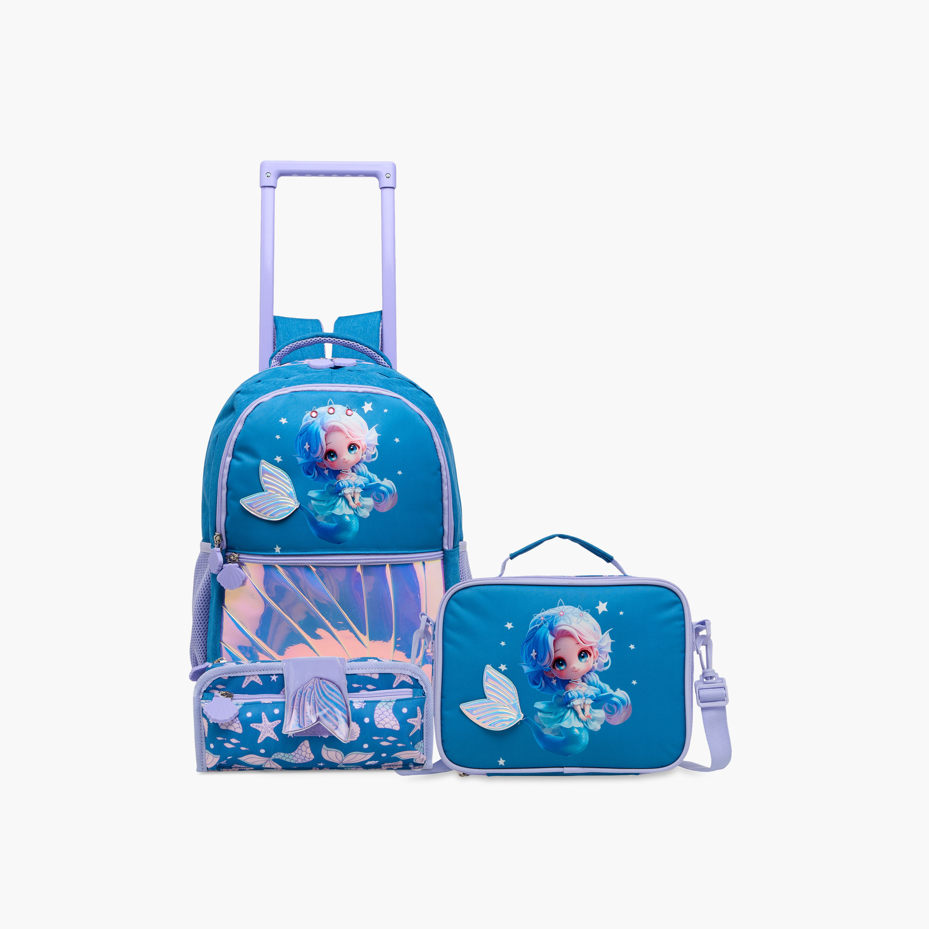 Juniors Mermaid Trolley Bag for Girls 5-8 Years with Padded Shoulder Straps -school-bagsandbackpacks-trolleybags-image-19
