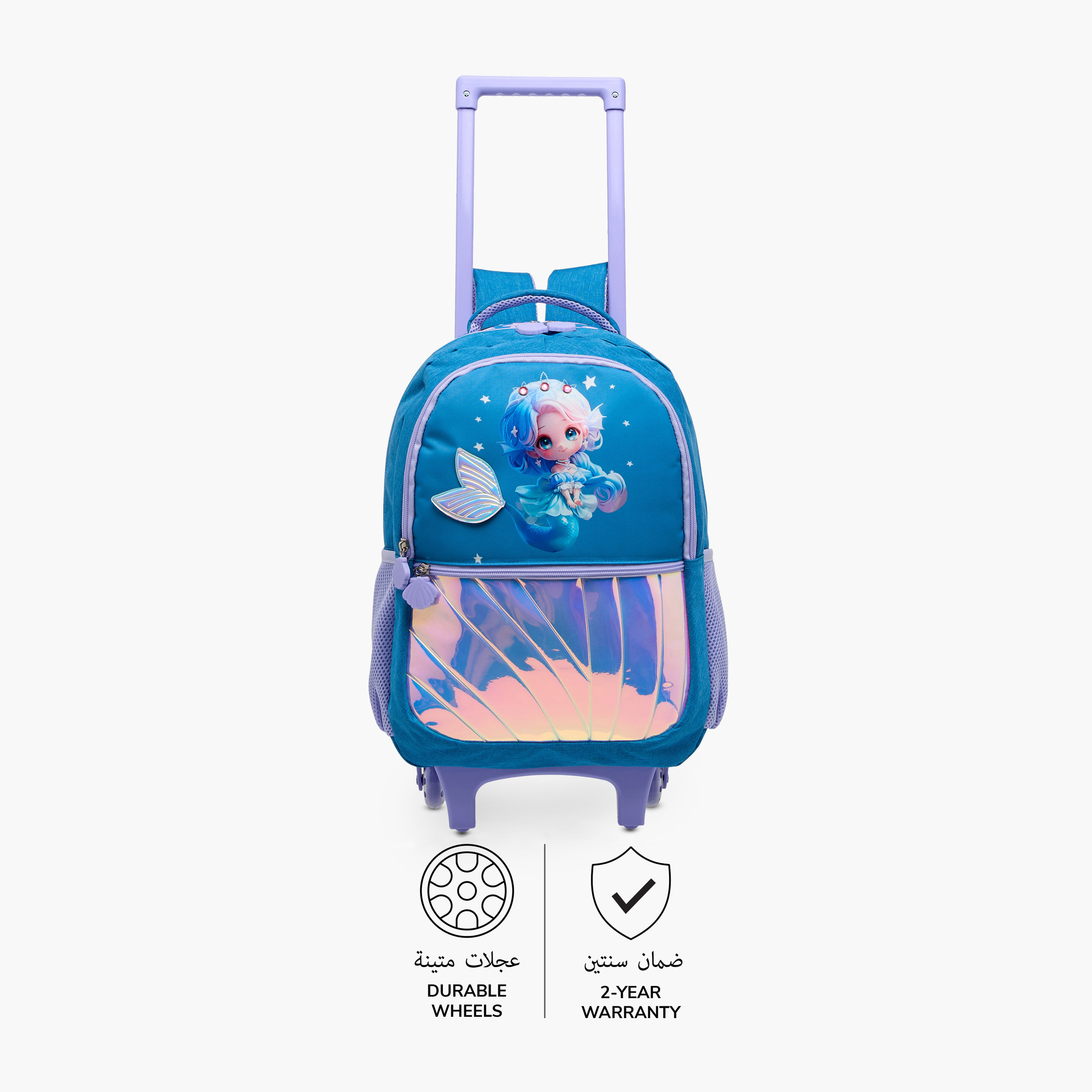Juniors Mermaid Trolley Bag for Girls 5-8 Years with Padded Shoulder Straps -school-bagsandbackpacks-trolleybags-image-4