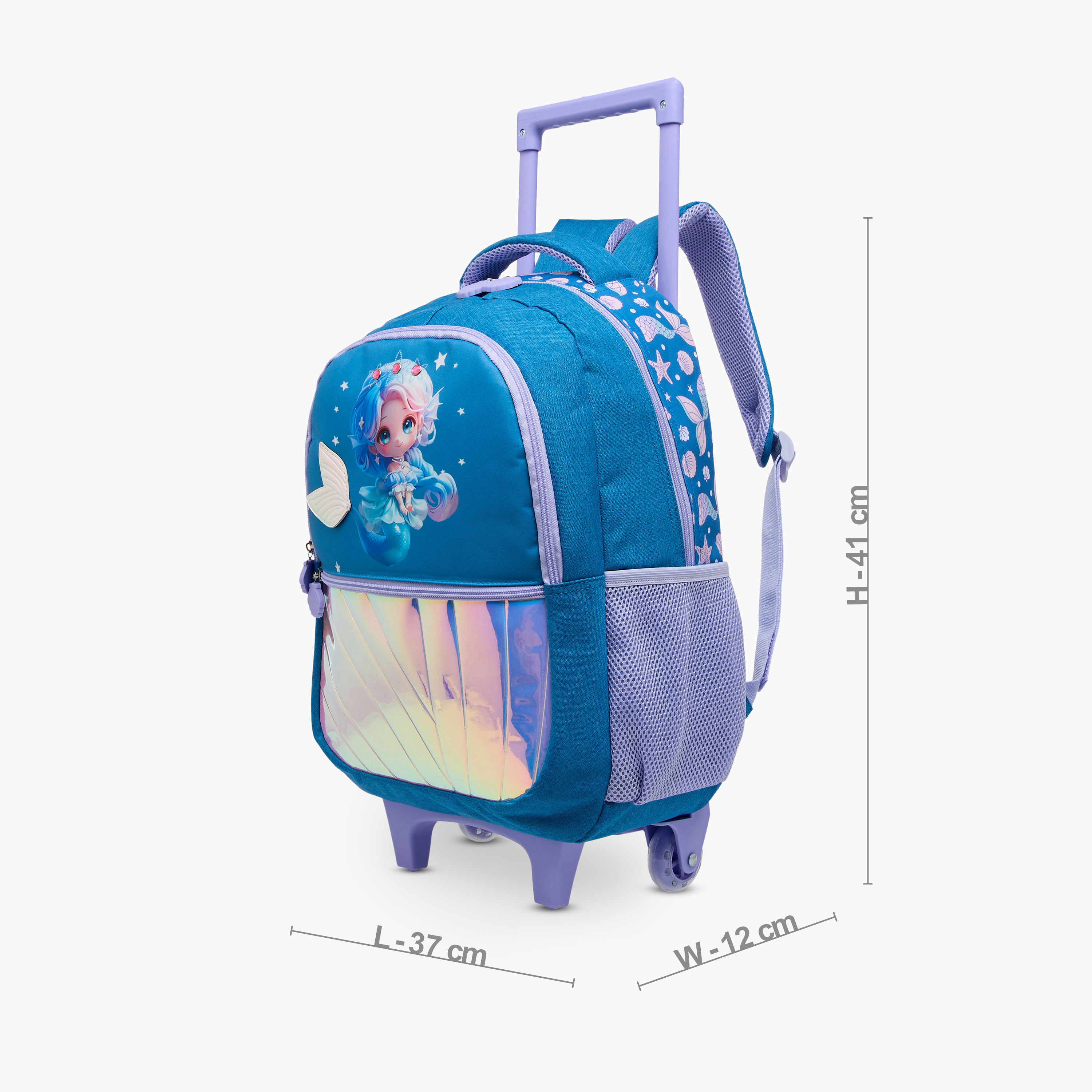 Juniors Mermaid Trolley Bag for Girls 5-8 Years with Padded Shoulder Straps -school-bagsandbackpacks-trolleybags-image-6