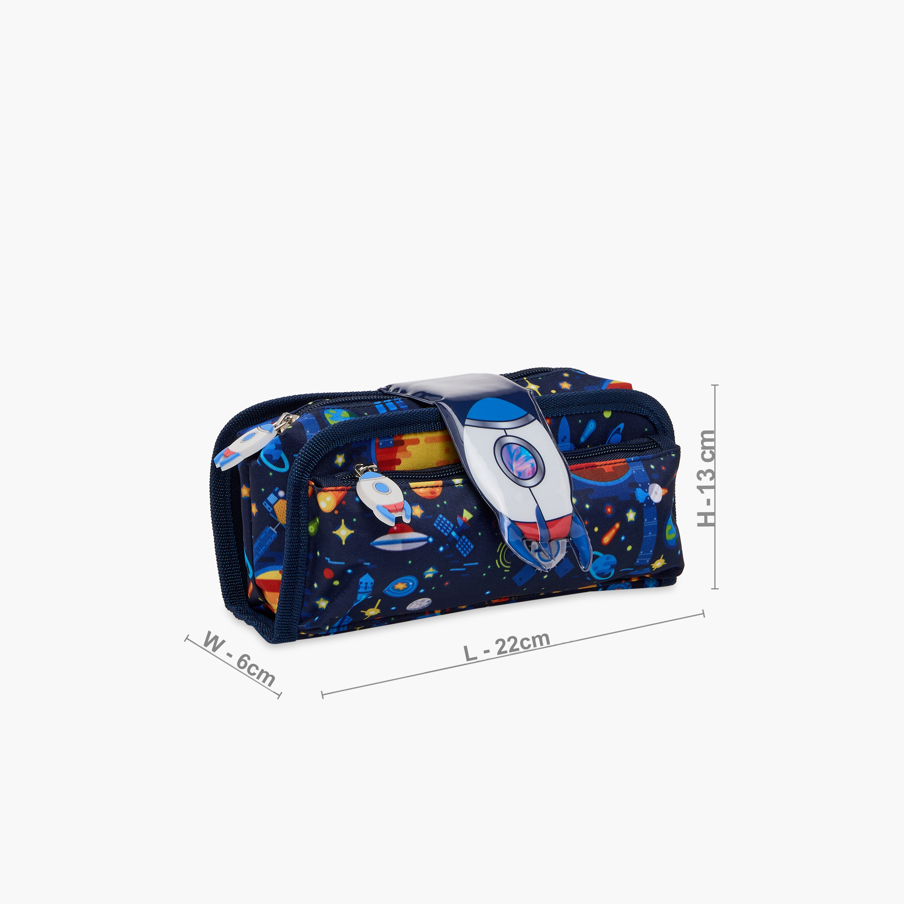Juniors Spaceship Print Pencil Pouch with Zip Closure-school-stationery-pencilcases-image-2