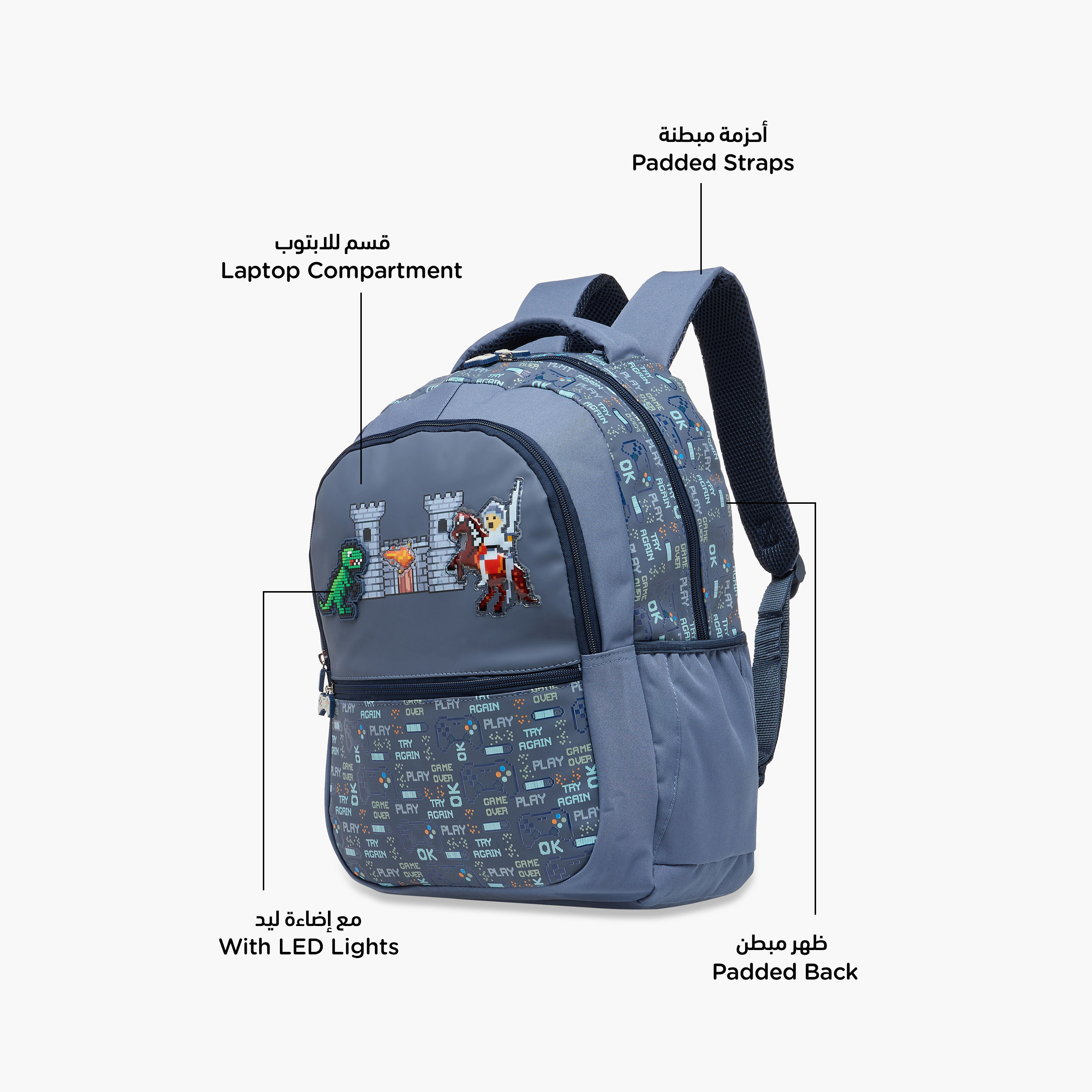 شنطة ظهر بطبعات ألعاب وحمالات قابلة للتعديل وسحاب إغلاق من جونيورز - 16 بوصة-school-bagsandbackpacks-backpacks-image-7