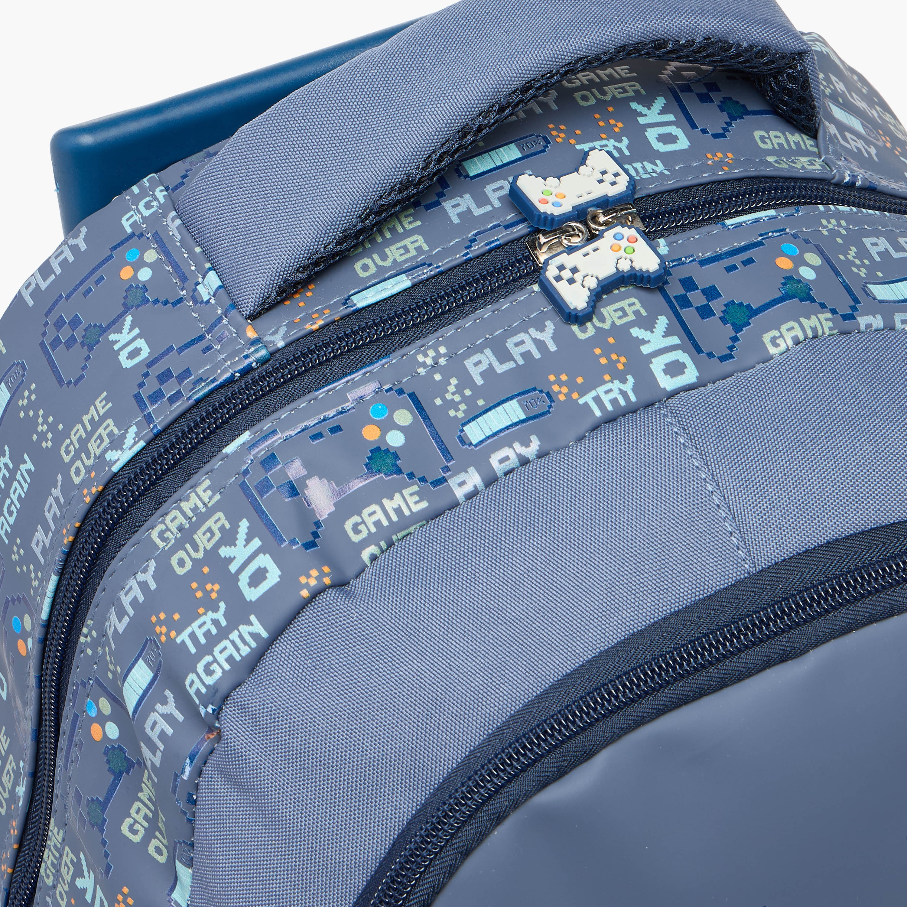 Juniors Dinosaur Castle Print Trolley Backpack with Retractable Handle - 16 inches-school-bagsandbackpacks-trolleybags-image-14