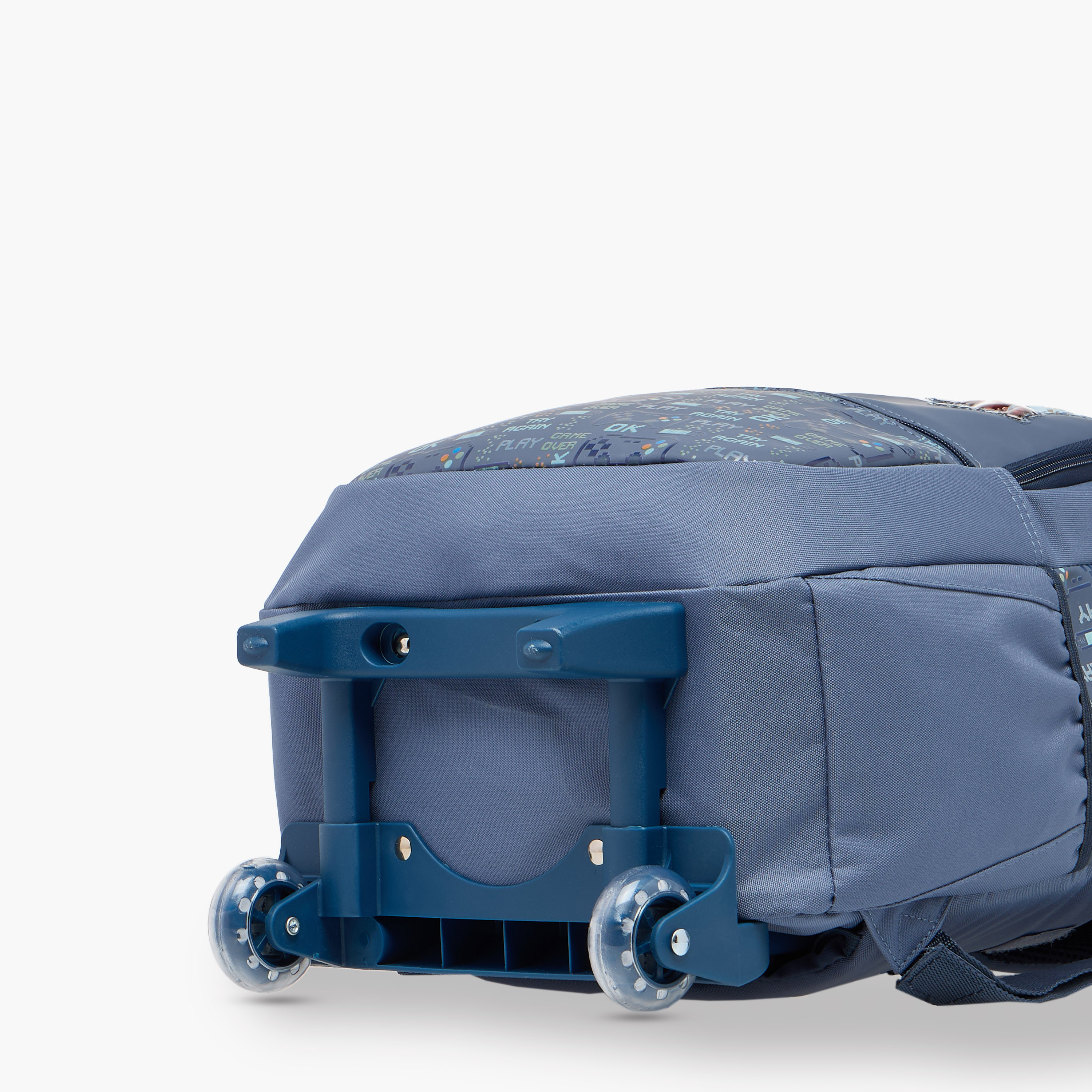 Juniors Dinosaur Castle Print Trolley Backpack with Retractable Handle - 16 inches-school-bagsandbackpacks-trolleybags-image-15