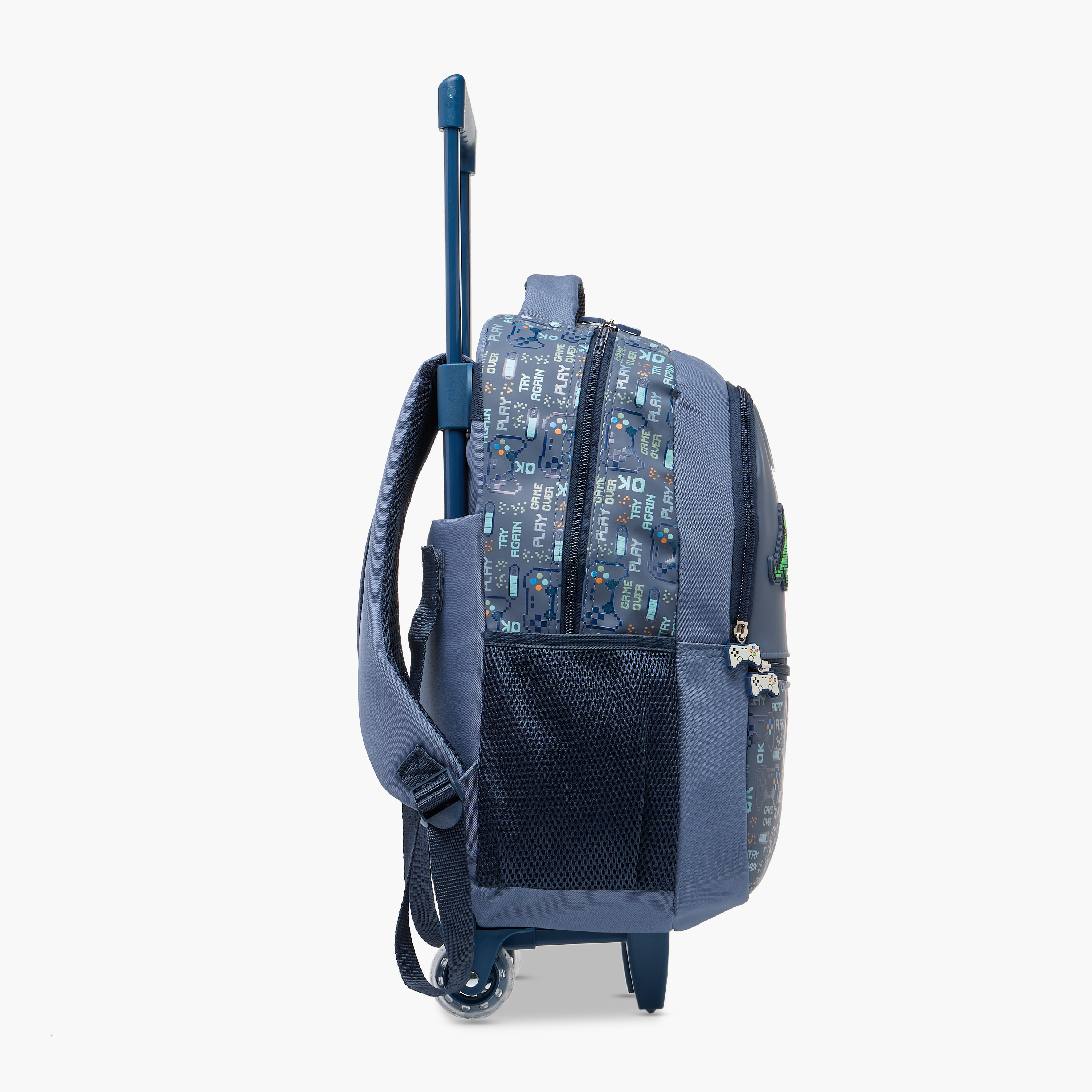 Juniors Dinosaur Castle Print Trolley Backpack with Retractable Handle - 16 inches-school-bagsandbackpacks-trolleybags-image-3