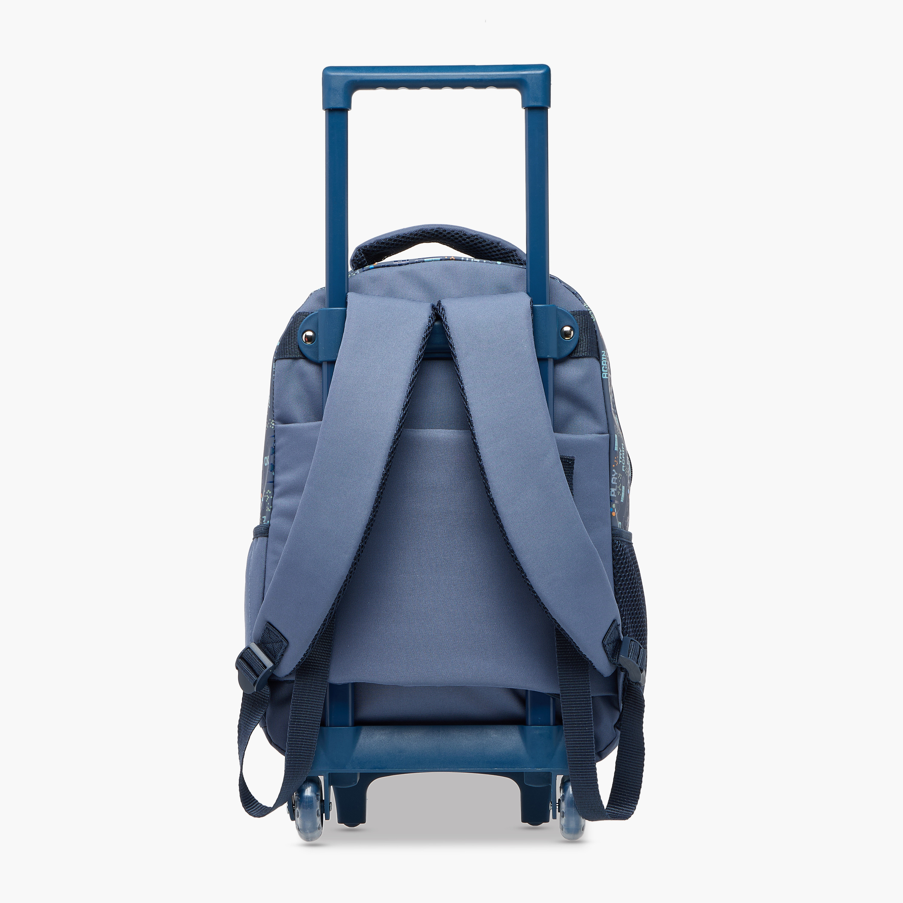 Juniors Dinosaur Castle Print Trolley Backpack with Retractable Handle - 16 inches-school-bagsandbackpacks-trolleybags-image-5