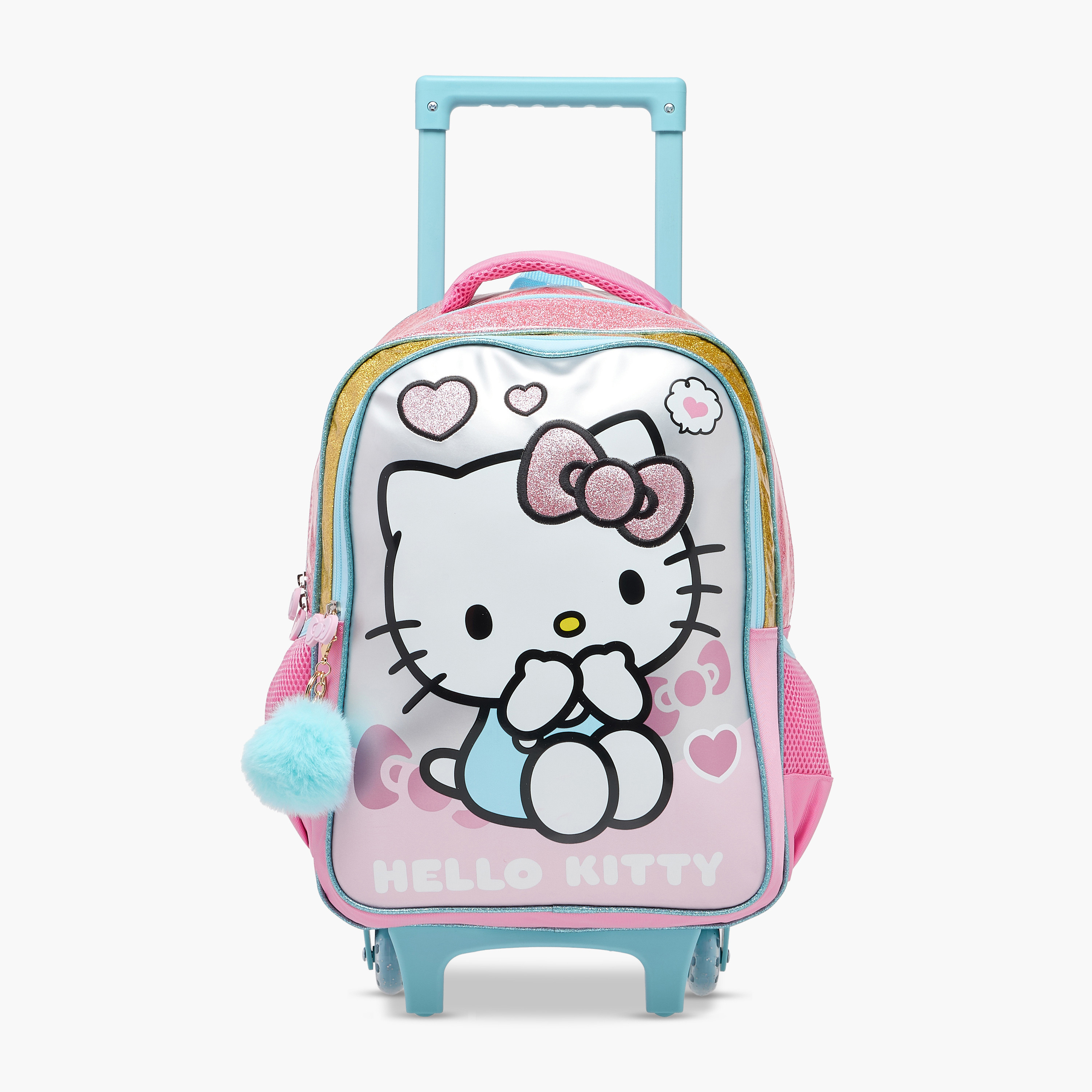 Hello Kitty Print Trolley Backpack with Retractable Handle - 16 inches-school-bagsandbackpacks-trolleybags-image-1