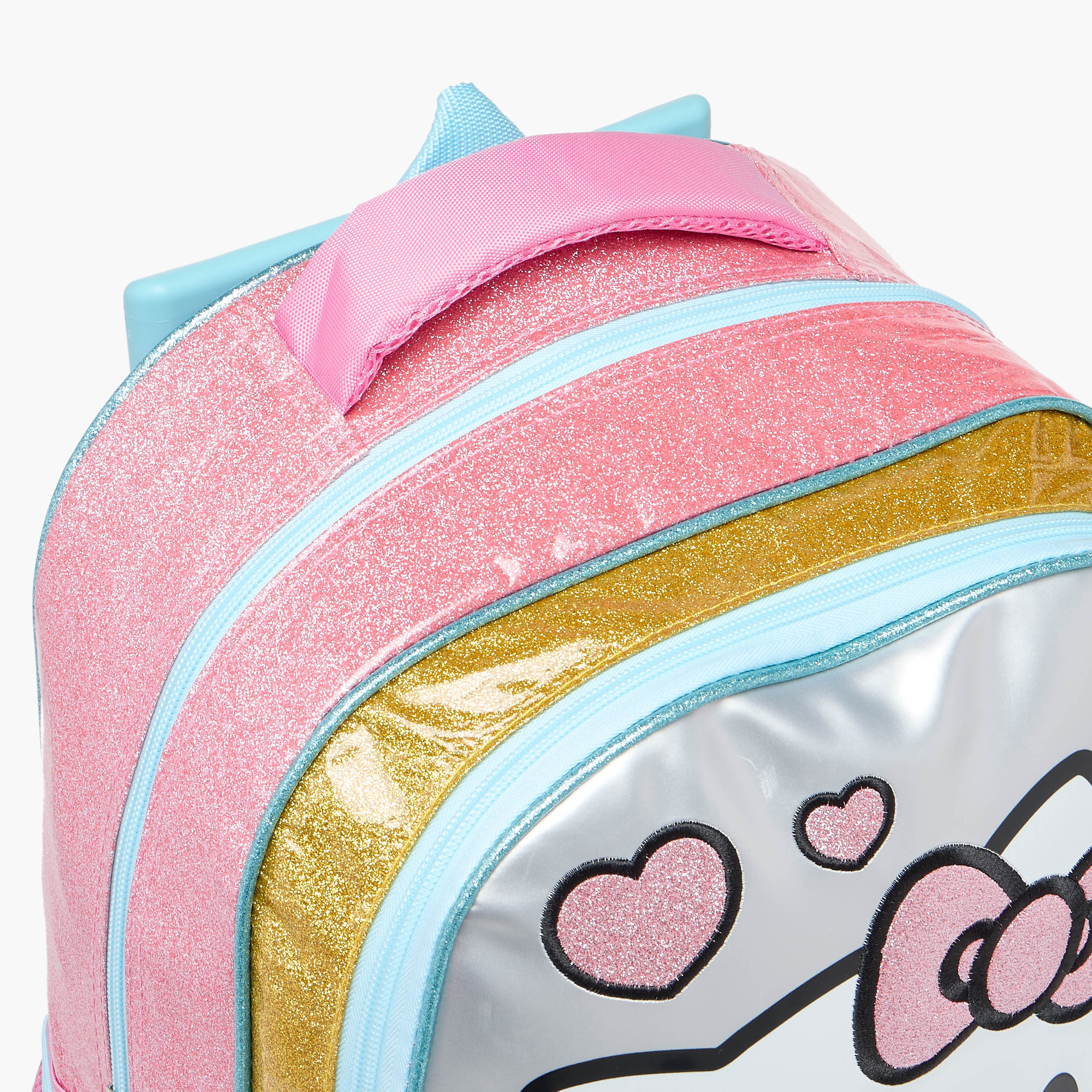 Hello Kitty Print Trolley Backpack with Retractable Handle - 16 inches-school-bagsandbackpacks-trolleybags-image-11