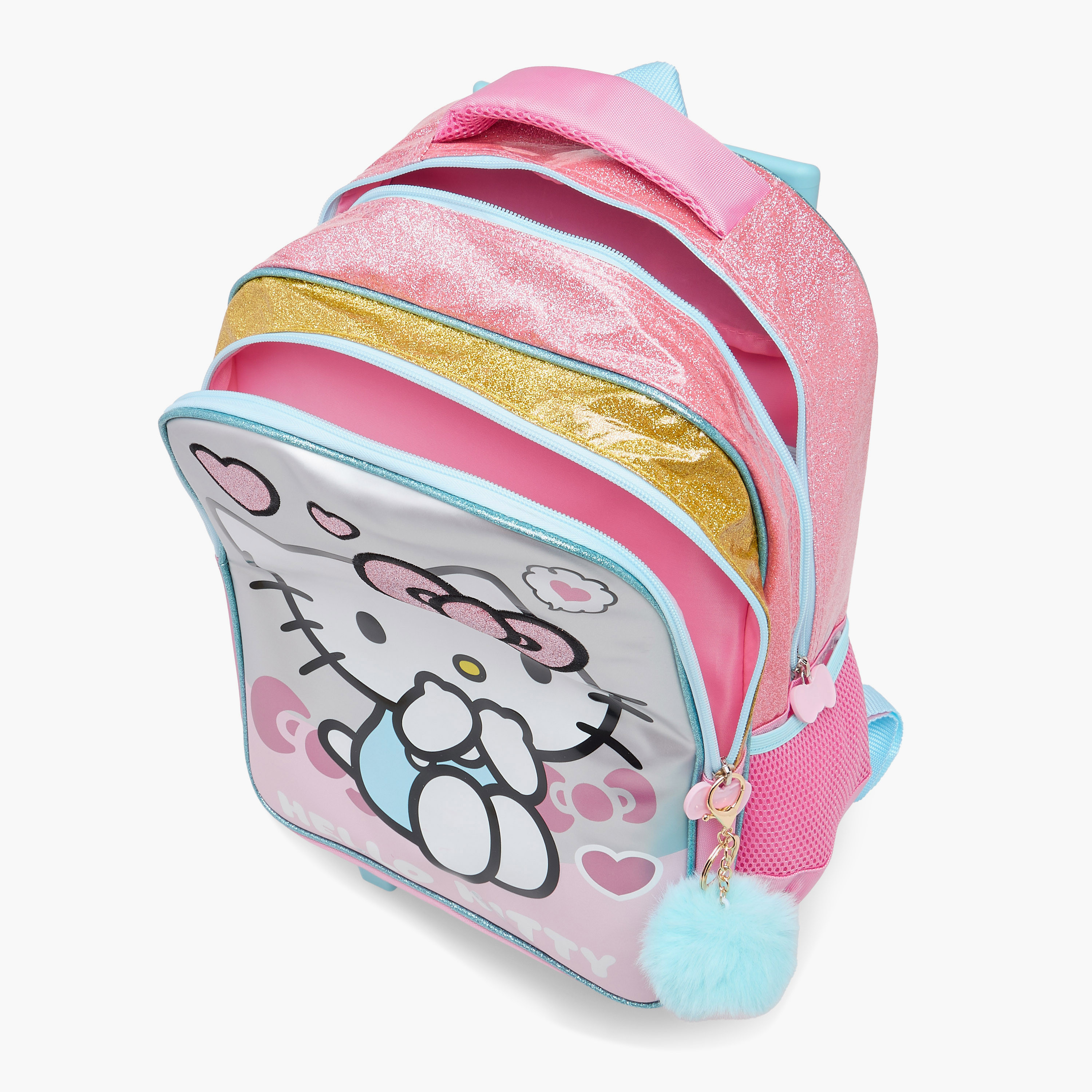 Hello Kitty Print Trolley Backpack with Retractable Handle - 16 inches-school-bagsandbackpacks-trolleybags-image-17