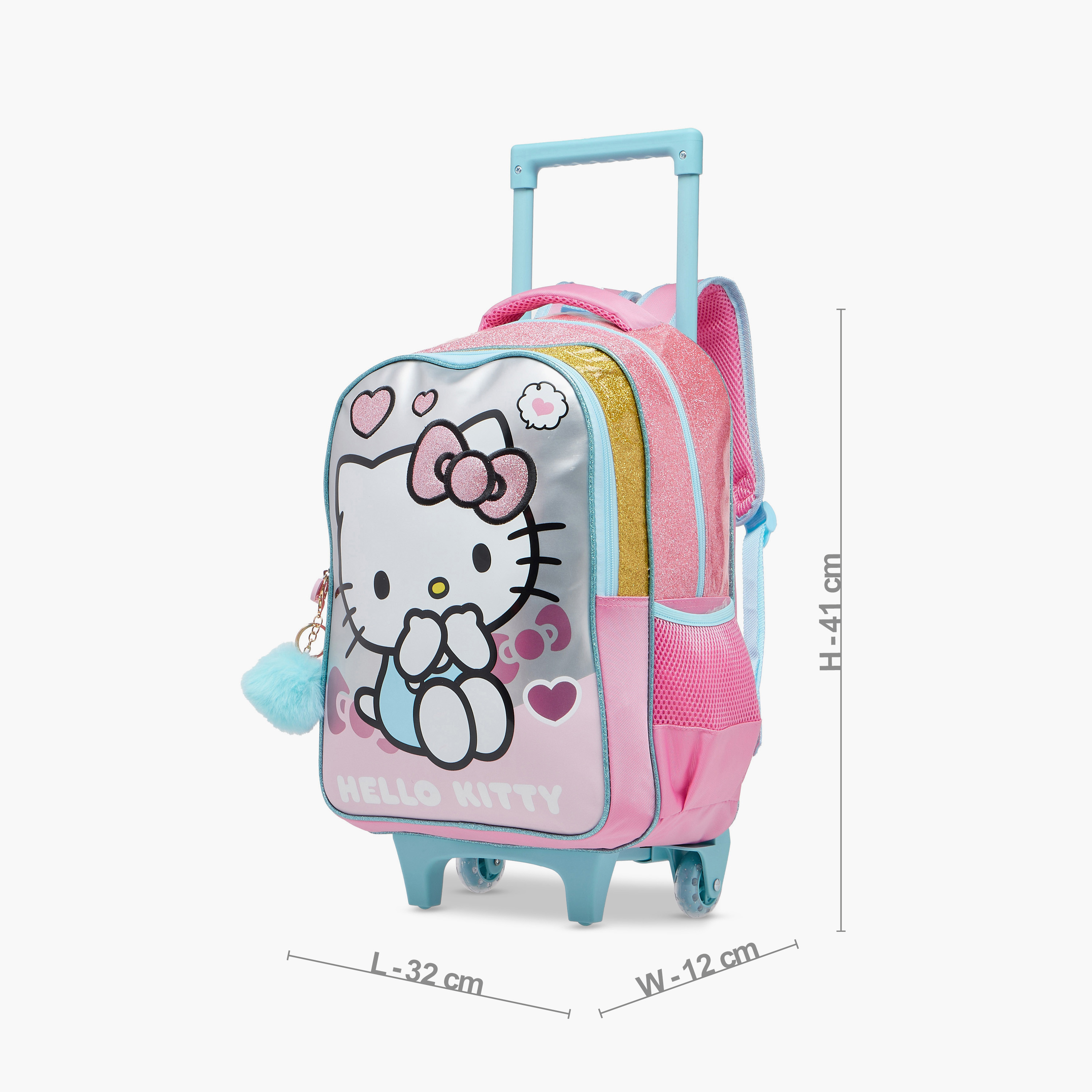 Hello Kitty Print Trolley Backpack with Retractable Handle - 16 inches-school-bagsandbackpacks-trolleybags-image-2