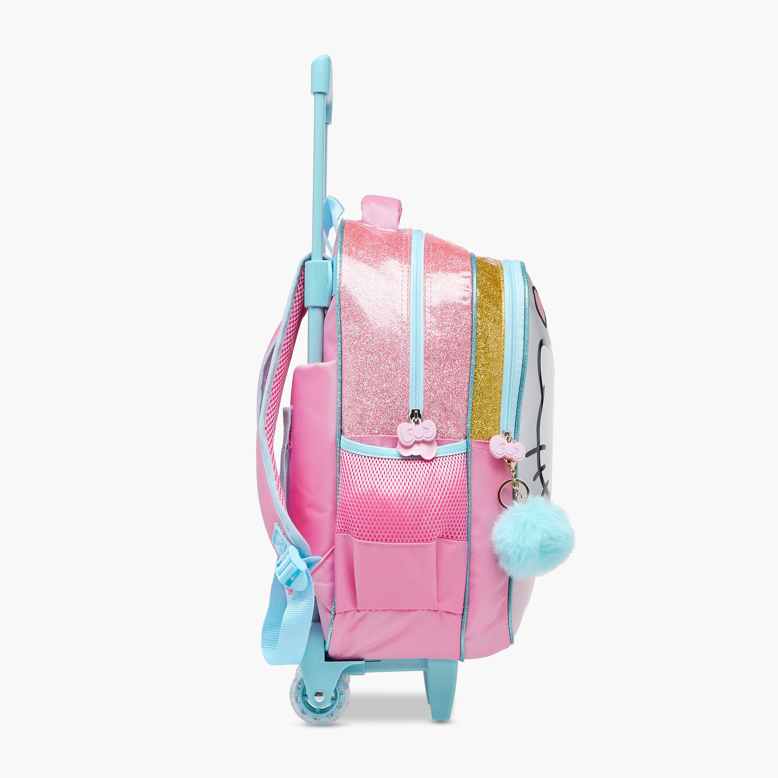 Hello Kitty Print Trolley Backpack with Retractable Handle - 16 inches-school-bagsandbackpacks-trolleybags-image-3