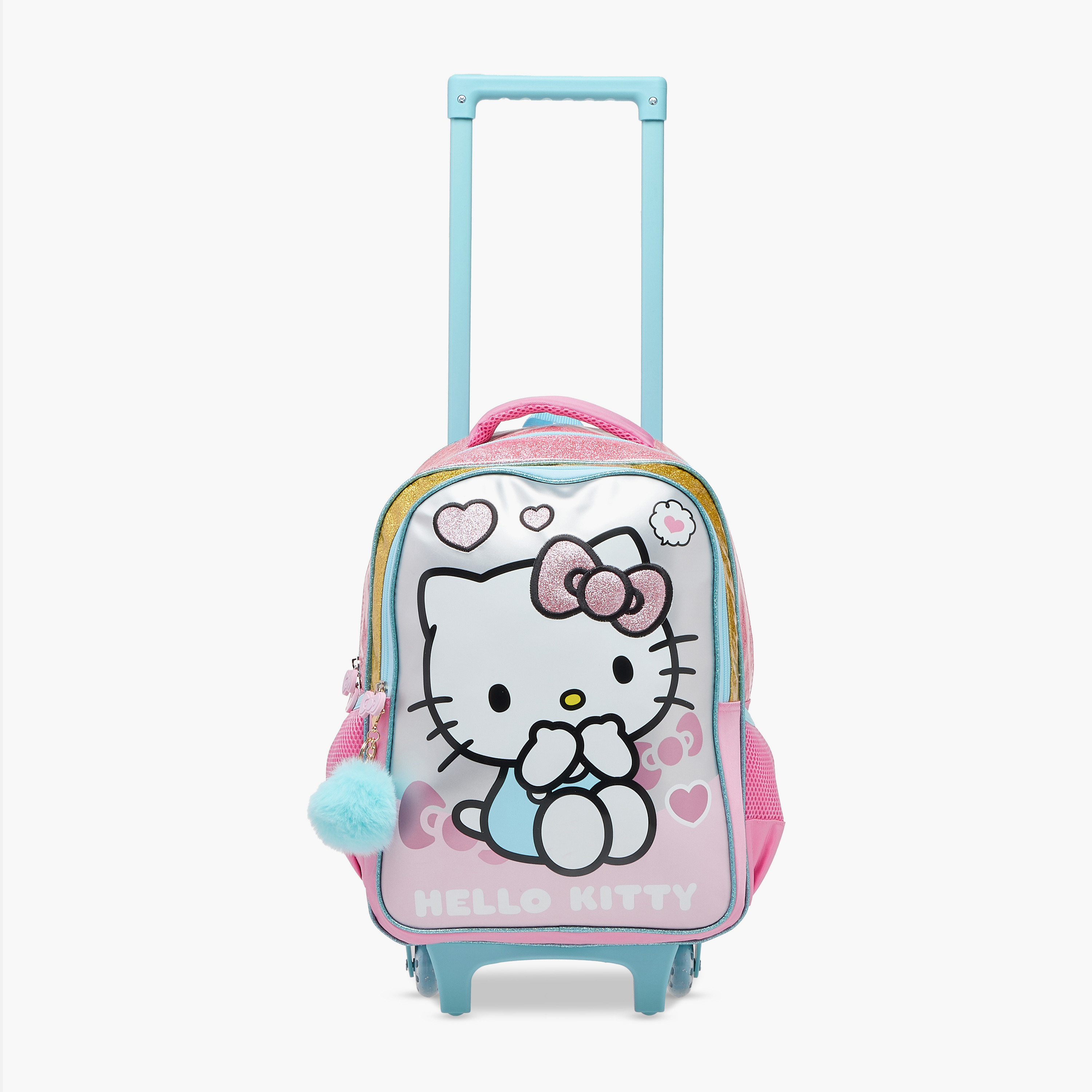 Hello Kitty Print Trolley Backpack with Retractable Handle - 16 inches-school-bagsandbackpacks-trolleybags-image-7