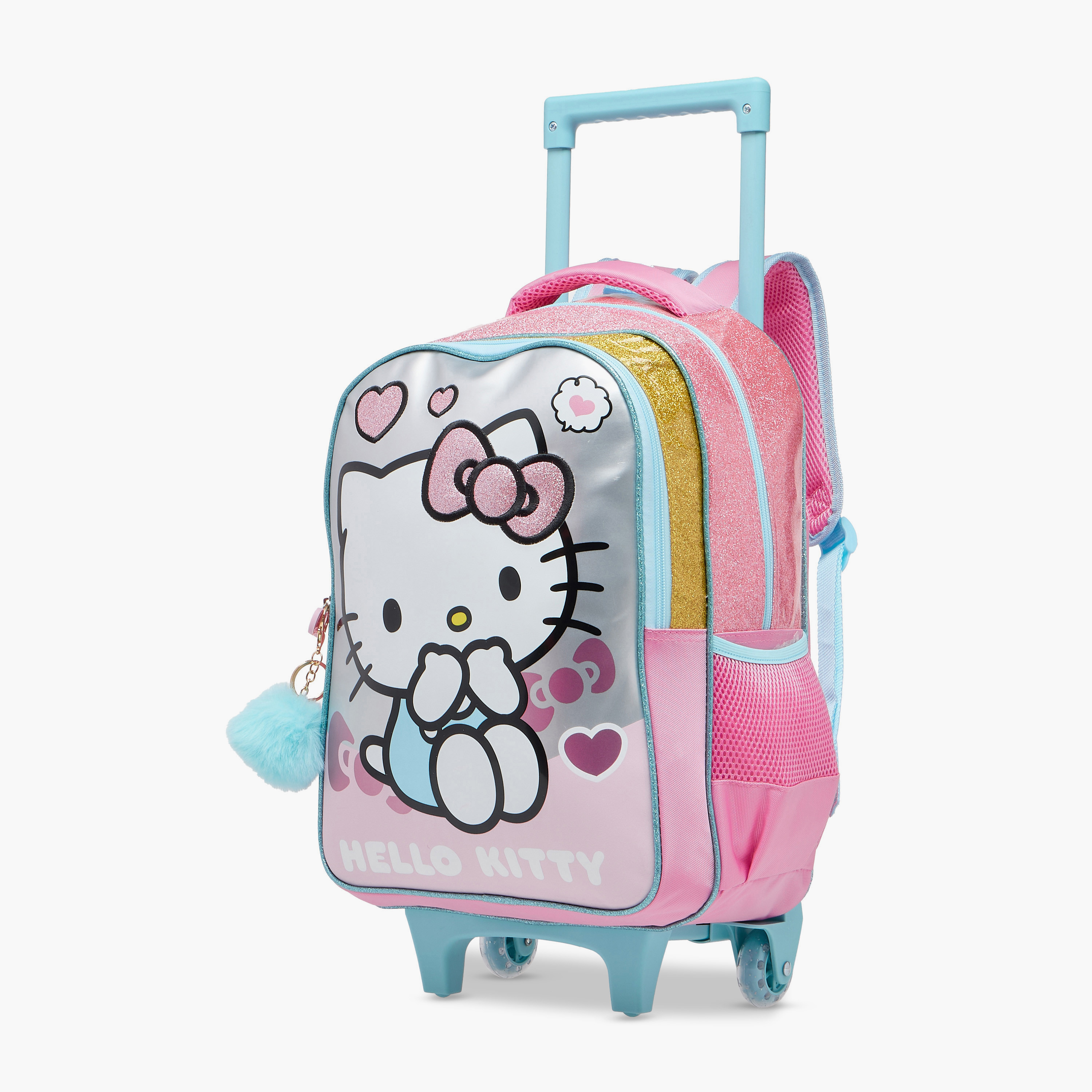 Hello Kitty Print Trolley Backpack with Retractable Handle - 16 inches-school-bagsandbackpacks-trolleybags-image-8
