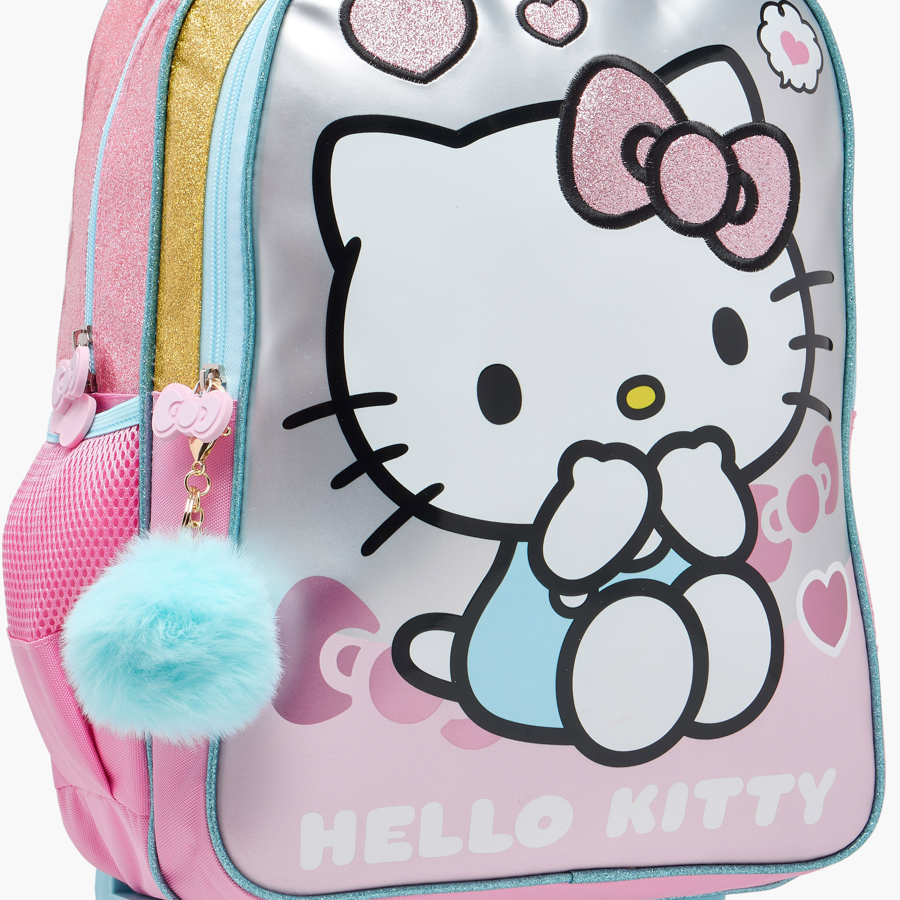 Hello Kitty Print Trolley Backpack with Retractable Handle - 16 inches-school-bagsandbackpacks-trolleybags-image-9