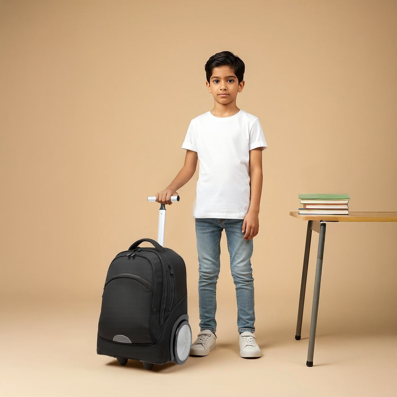 طقم شنطة ترولي مدرسية 3 قطع سادة للأولاد 8-13 سنة مع شنطة غداء ومقلمة من جونيورز-school-bagsandbackpacks-trolleybags-image-8