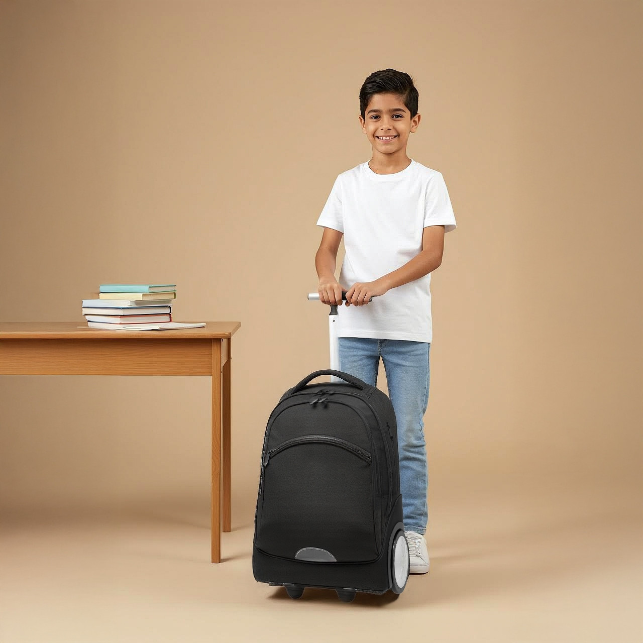 طقم شنطة ترولي مدرسية 3 قطع سادة للأولاد 8-13 سنة مع شنطة غداء ومقلمة من جونيورز-school-bagsandbackpacks-trolleybags-image-7