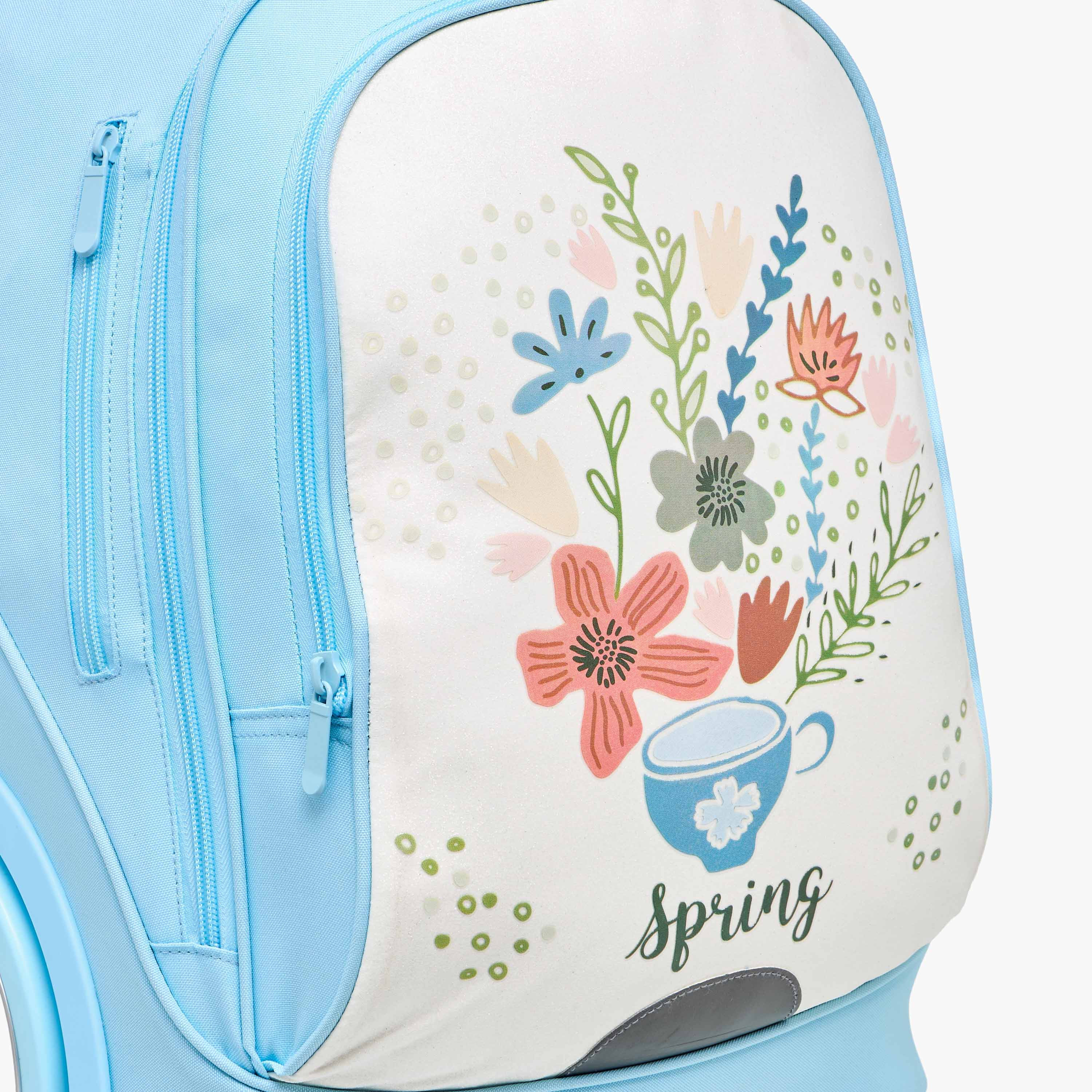 طقم شنطة ترولي مدرسية 3 قطع للبنات 8-13 سنة مع شنطة غداء ومقلمة بطبعات من جونيورز-school-bagsandbackpacks-trolleybags-image-14