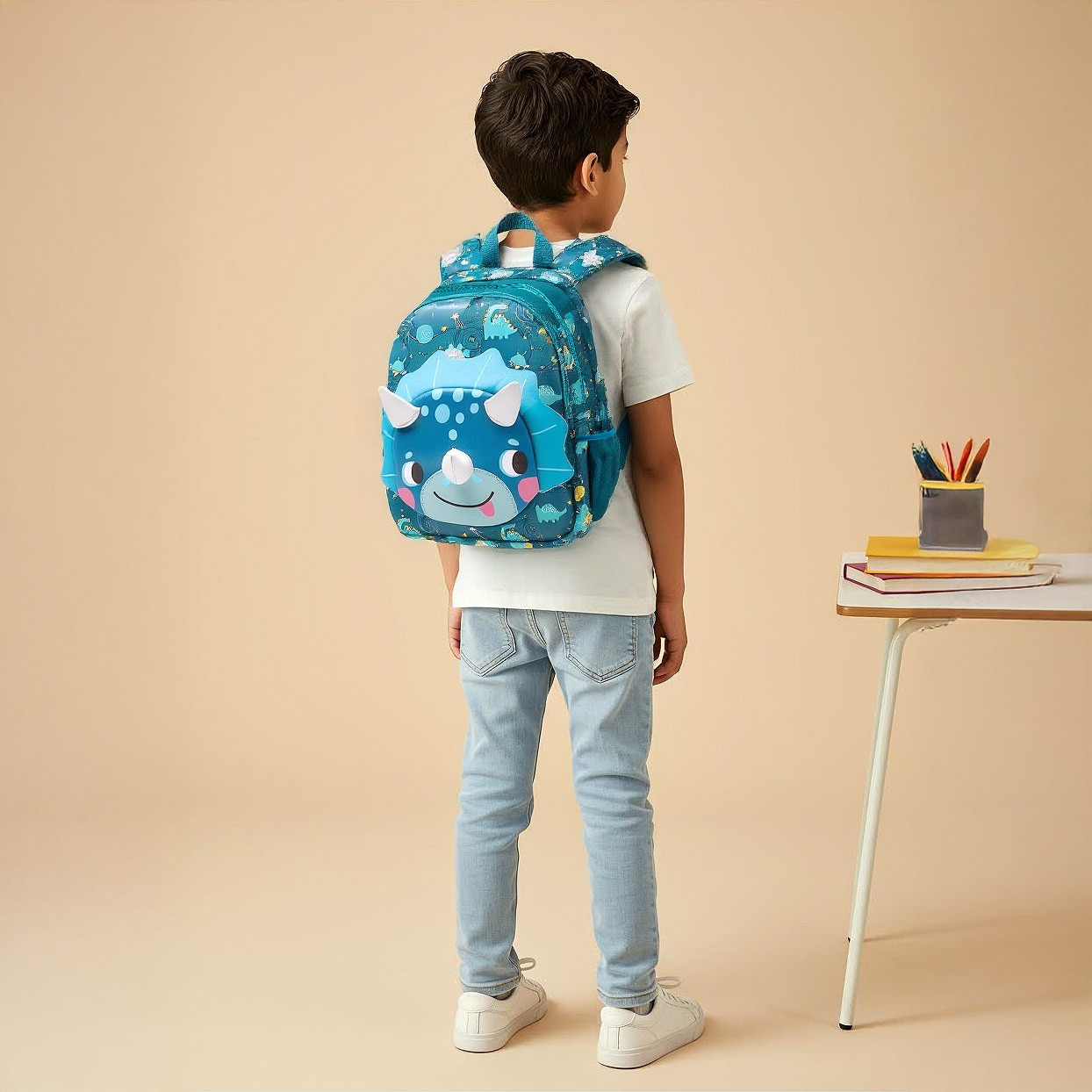 Juniors Baby Dinosaur Applique Backpack with Adjustable Straps and Zip Closure - 14 inches-school-bagsandbackpacks-backpacks-image-3