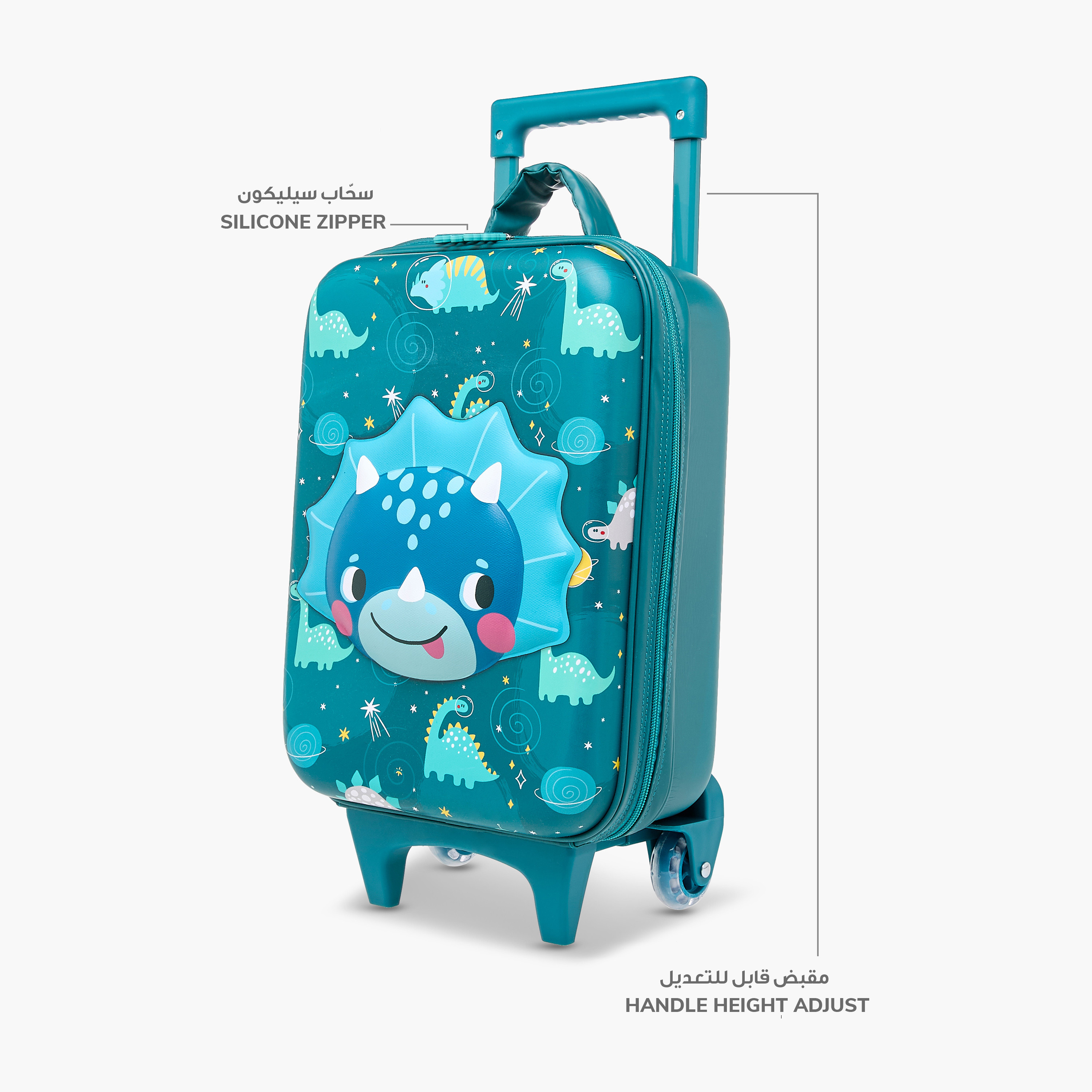 Juniors Dinosaur Trolley Bag for Girls 2-5 Years with Padded Shoulder Straps -school-bagsandbackpacks-trolleybags-image-9