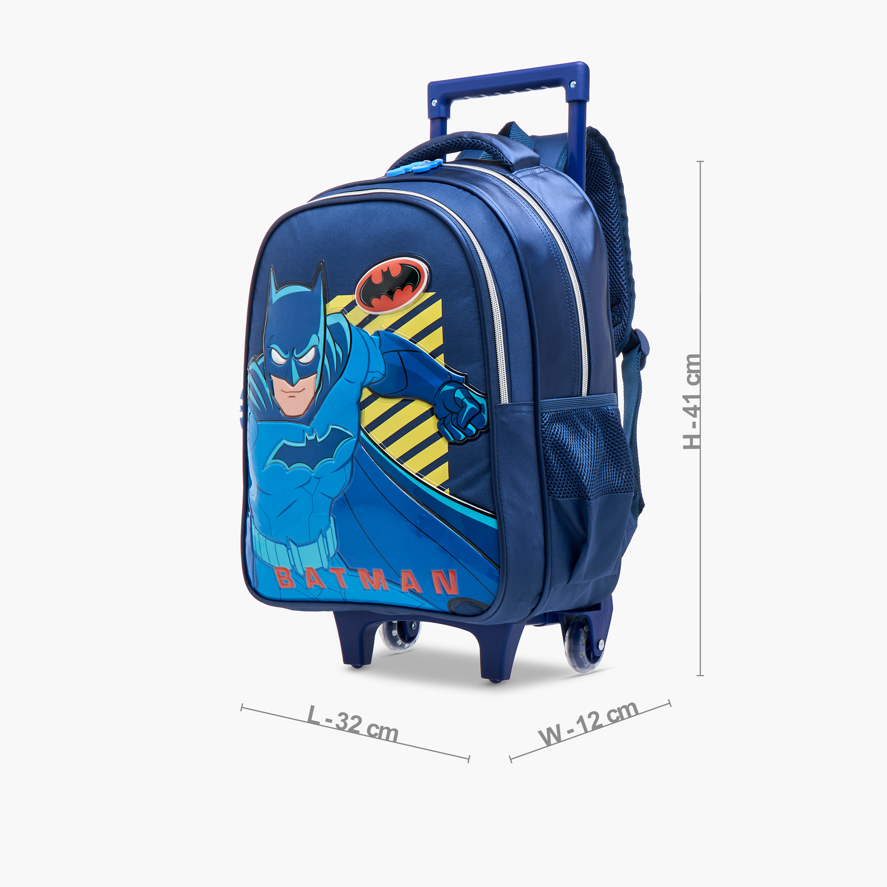Warner Bros Batman Trolley Bag for Boys 5-8 Years with Padded Shoulder Straps -school-bagsandbackpacks-trolleybags-image-4