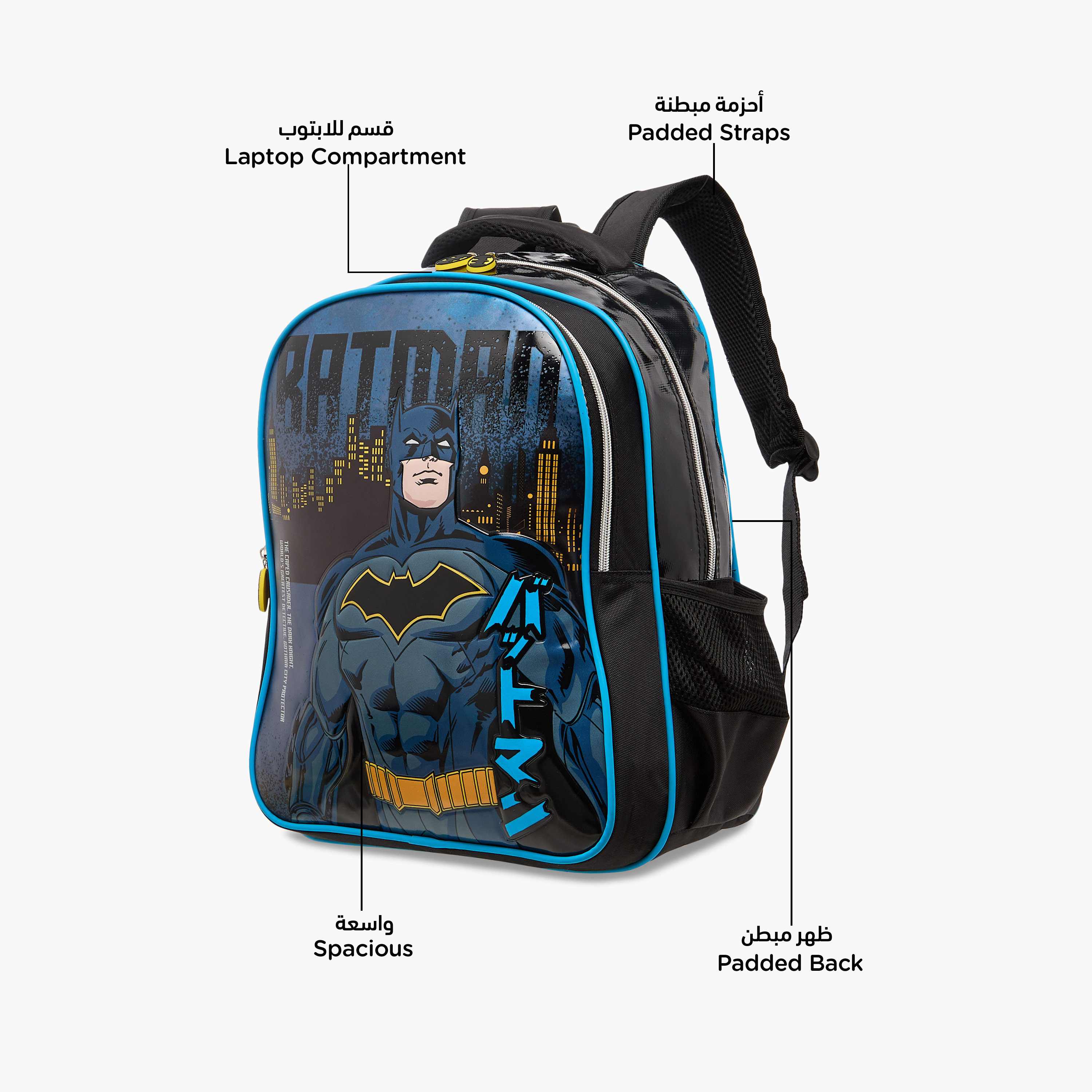 Batman Print Backpack with Adjustable Straps and Zip Closure-school-bagsandbackpacks-backpacks-image-8