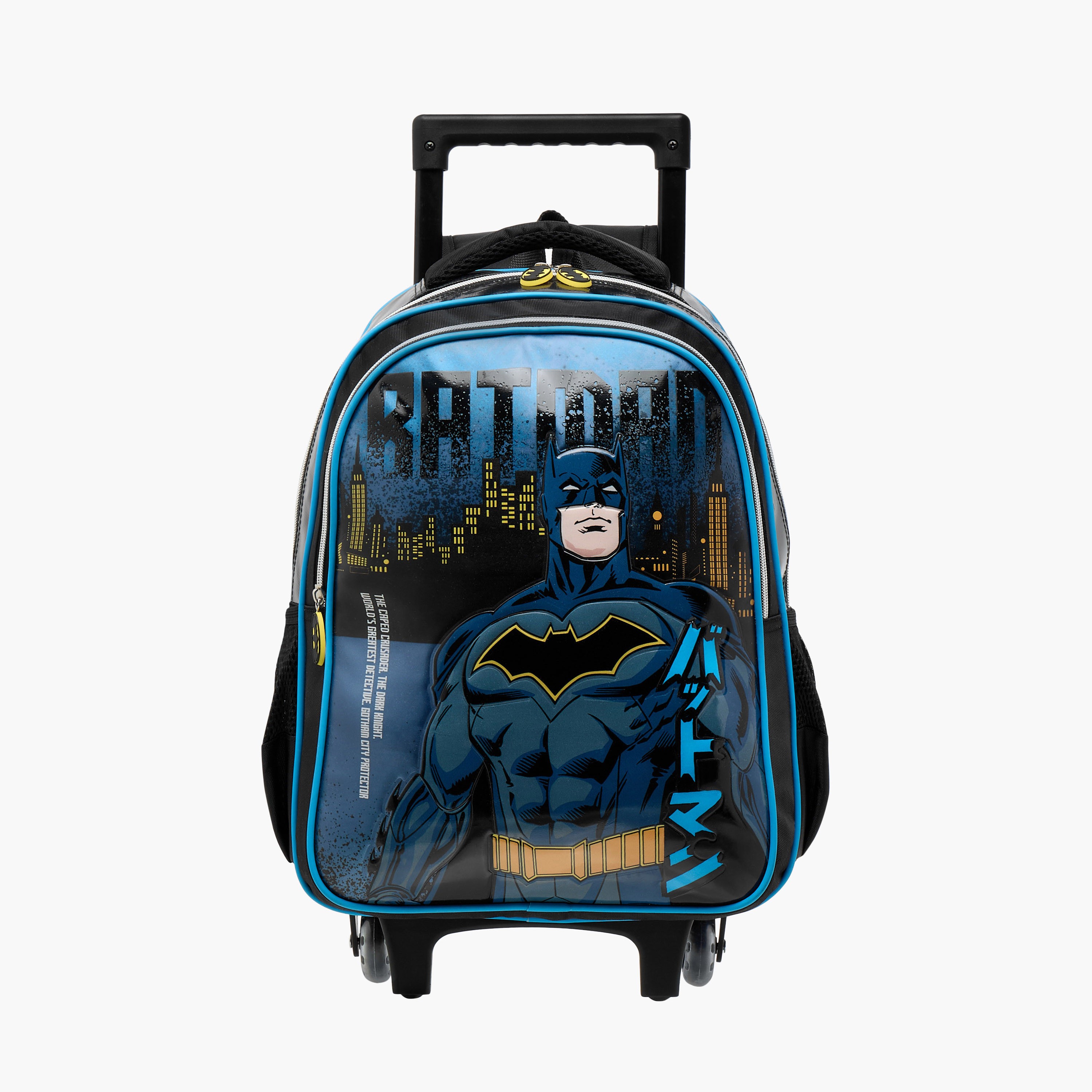 Warner Bros Batman Trolley Bag for Boys 5-8 Years with Padded Shoulder Straps -school-bagsandbackpacks-trolleybags-image-1