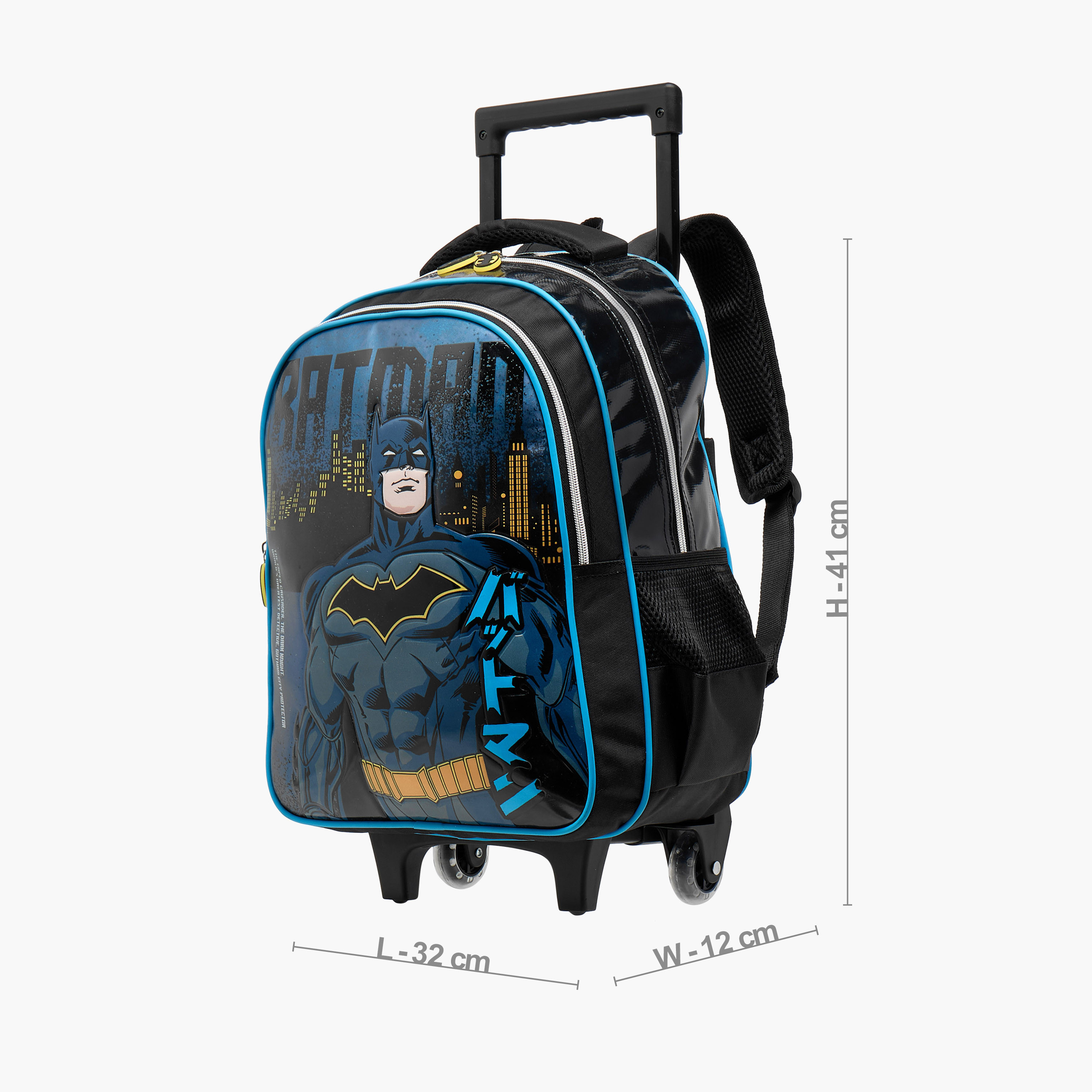 Warner Bros Batman Trolley Bag for Boys 5-8 Years with Padded Shoulder Straps -school-bagsandbackpacks-trolleybags-image-4