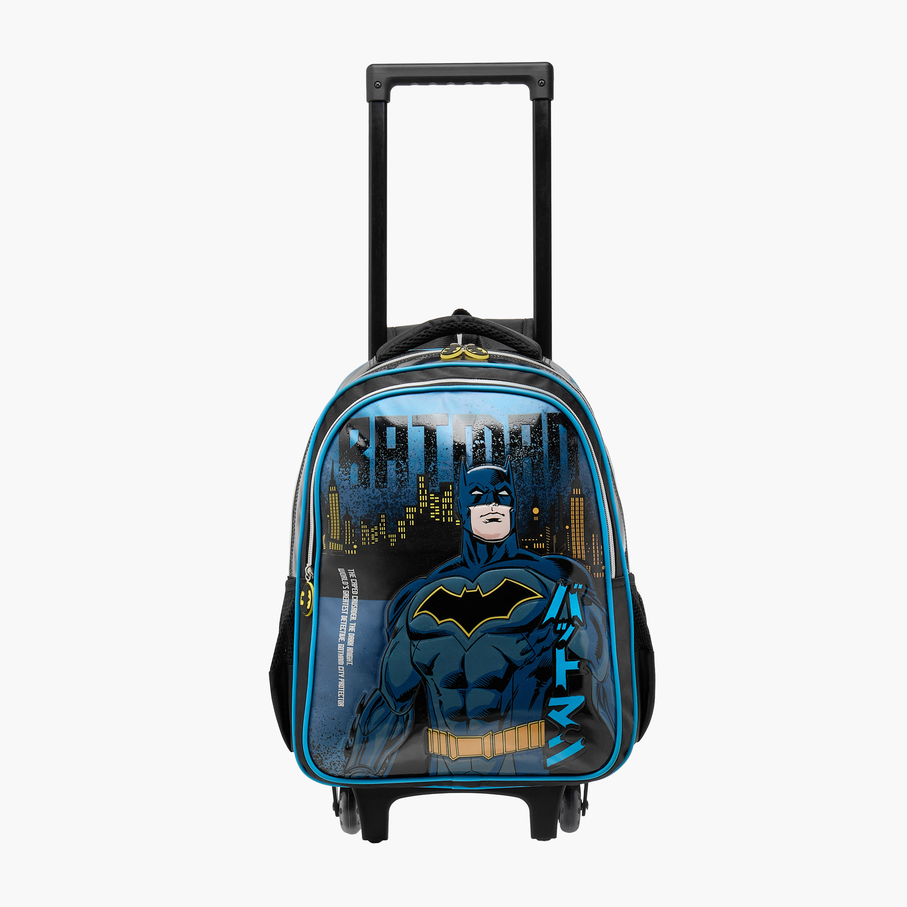 Warner Bros Batman Trolley Bag for Boys 5-8 Years with Padded Shoulder Straps -school-bagsandbackpacks-trolleybags-image-9