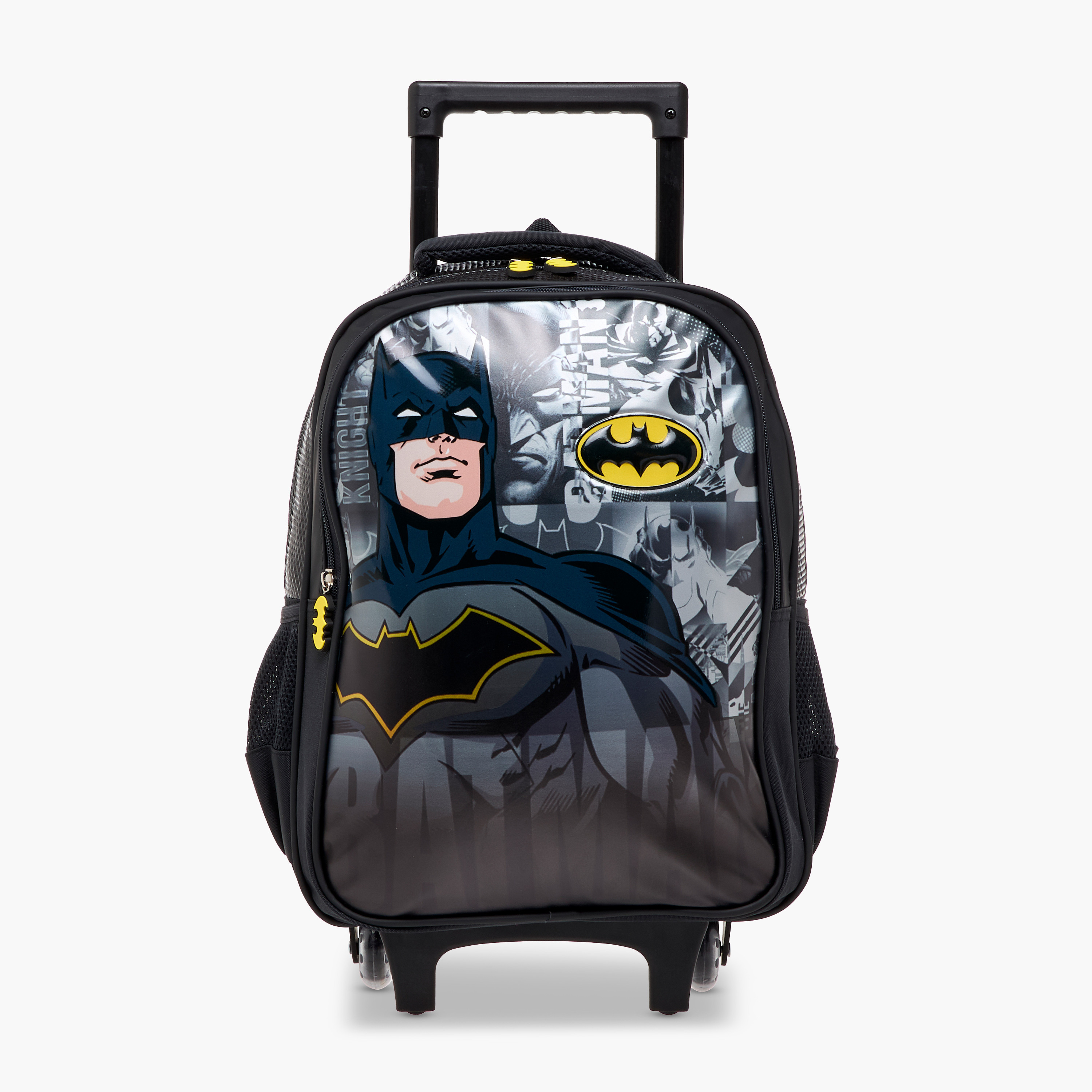 Batman Print Trolley Backpack with Retractable Handle - 16 inches-school-bagsandbackpacks-trolleybags-image-1