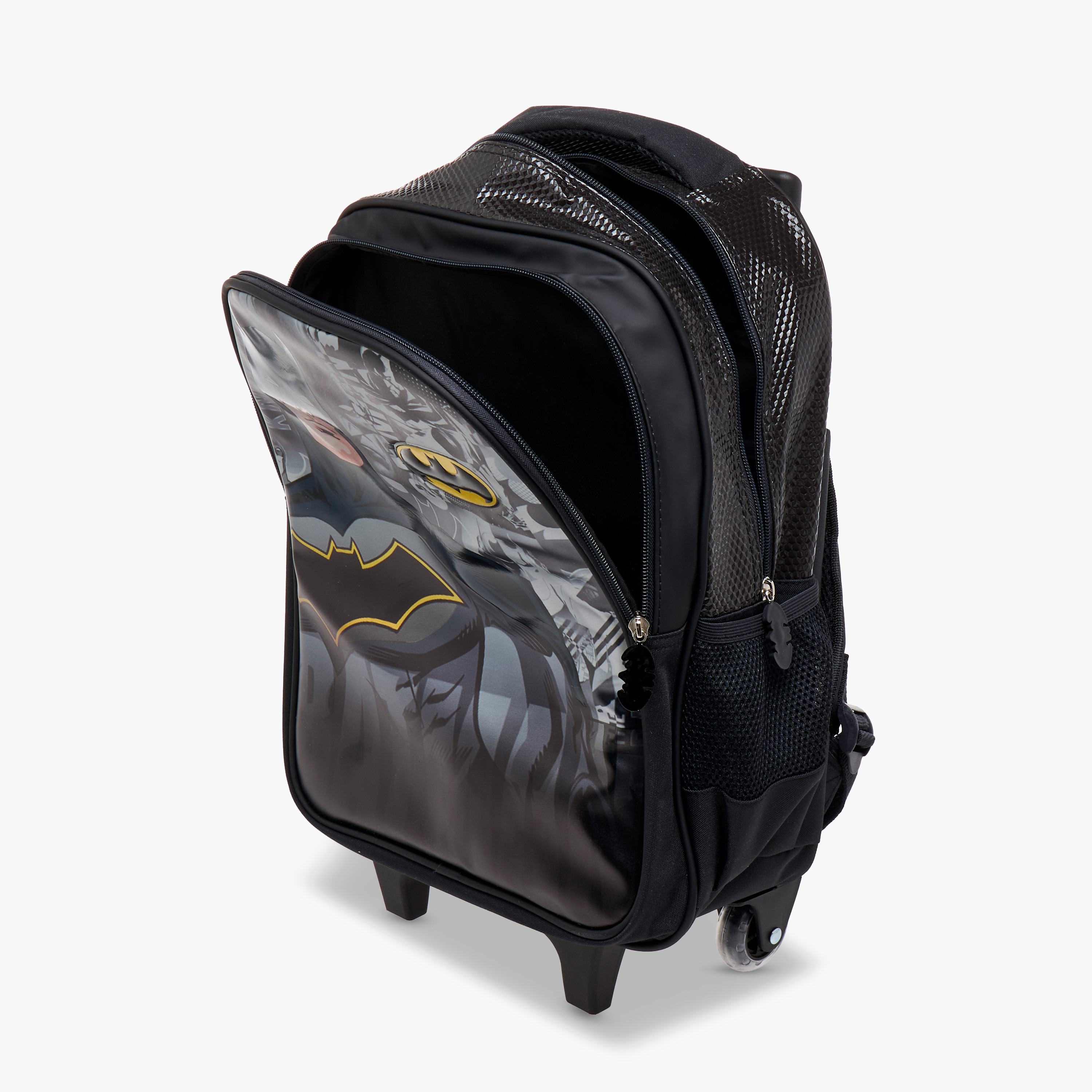Batman Print Trolley Backpack with Retractable Handle - 16 inches-school-bagsandbackpacks-trolleybags-image-15