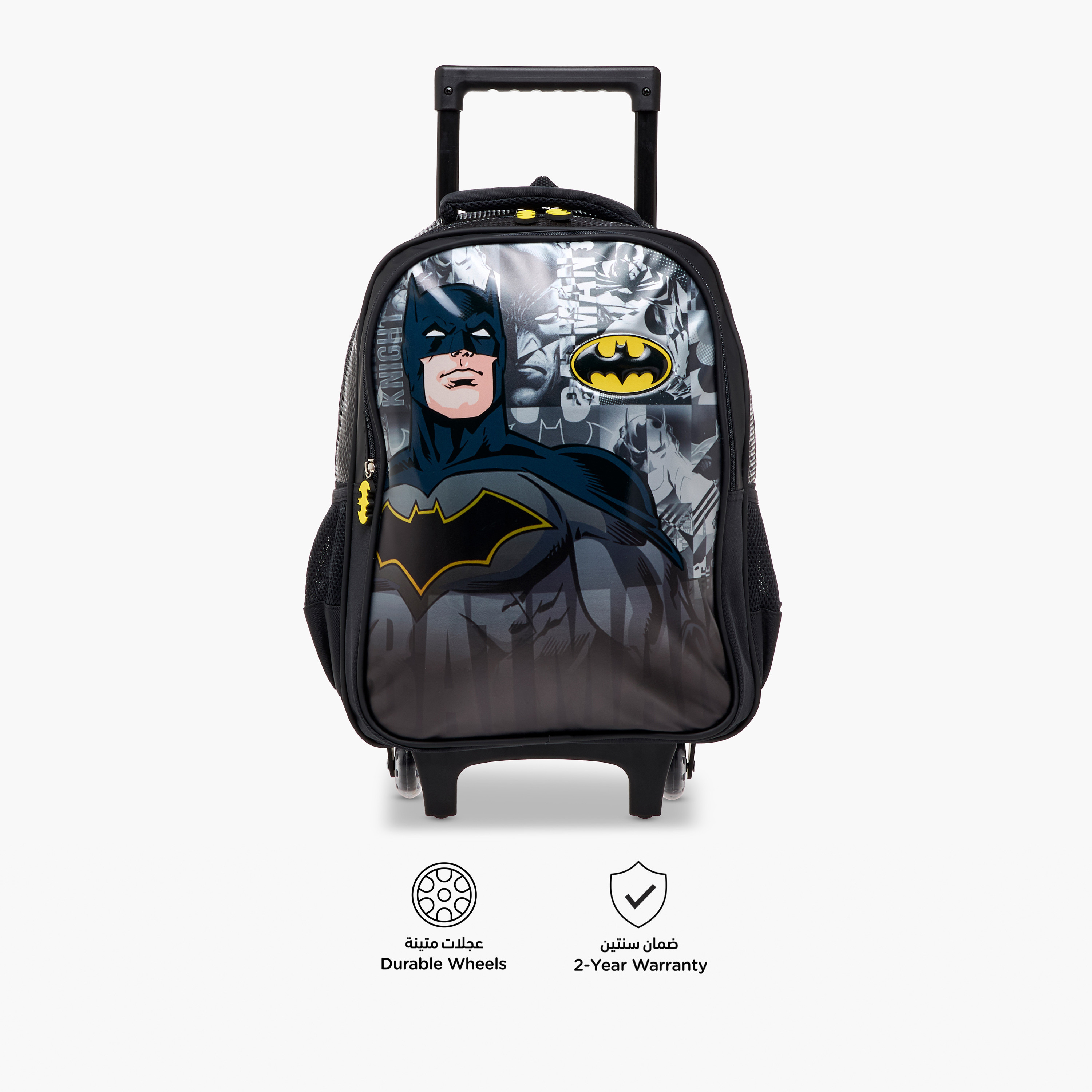 Batman Print Trolley Backpack with Retractable Handle - 16 inches-school-bagsandbackpacks-trolleybags-image-4