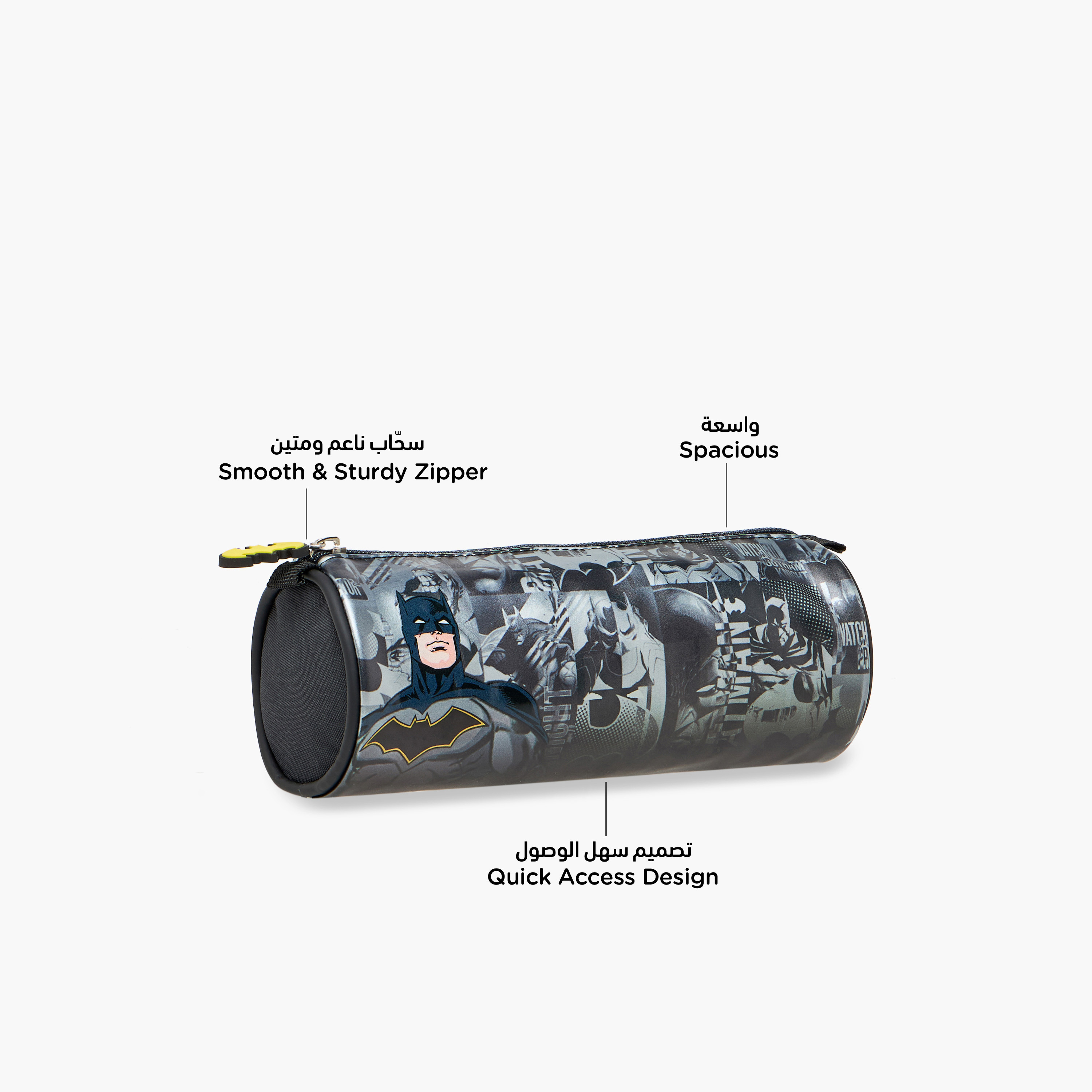 Batman Print Pencil Pouch with Zip Closure-school-stationery-pencilcases-image-6