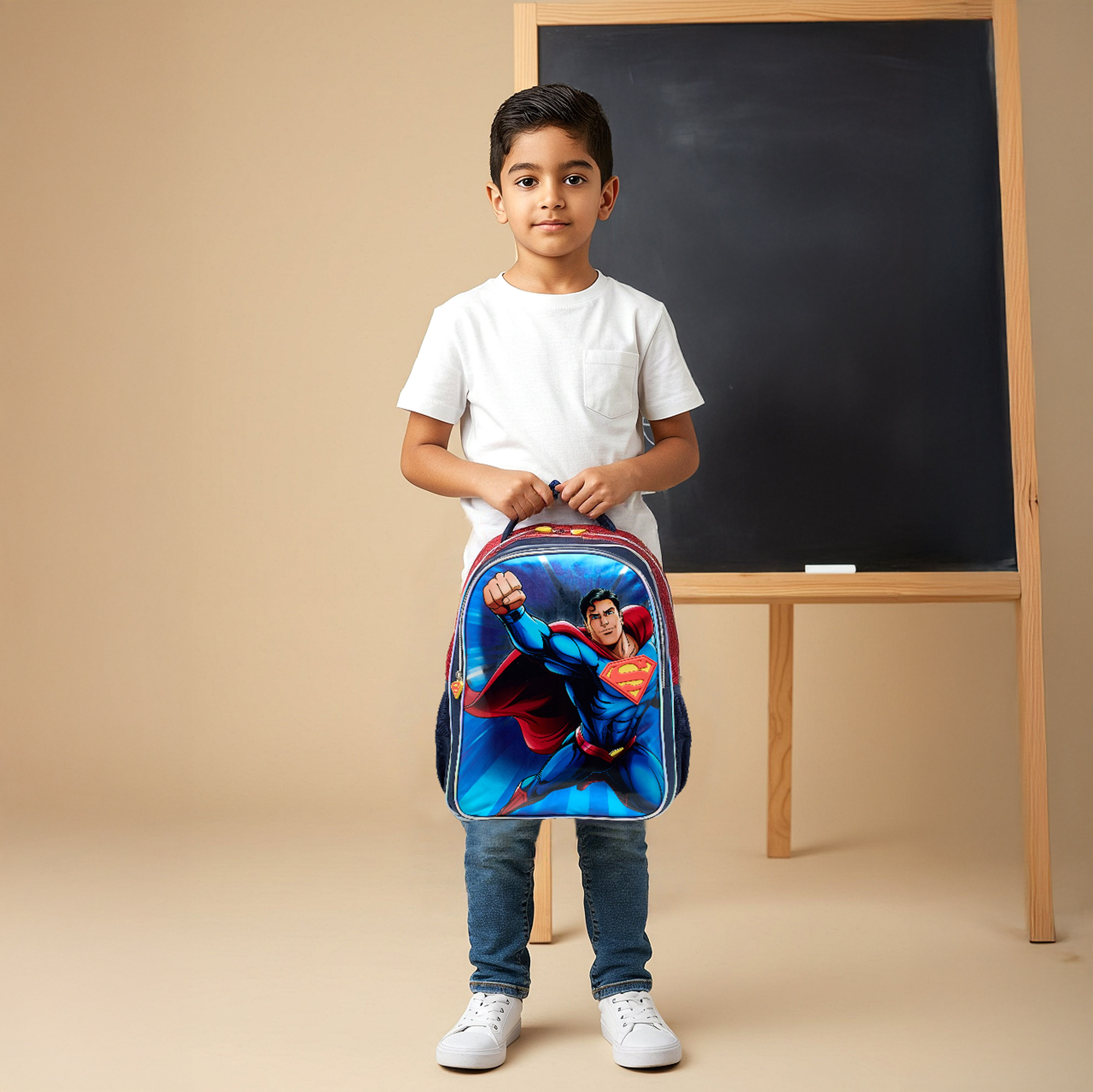 Superman Print Backpack with Adjustable Shoulder Straps and Zip Closure - 16 inches-school-bagsandbackpacks-backpacks-image-2