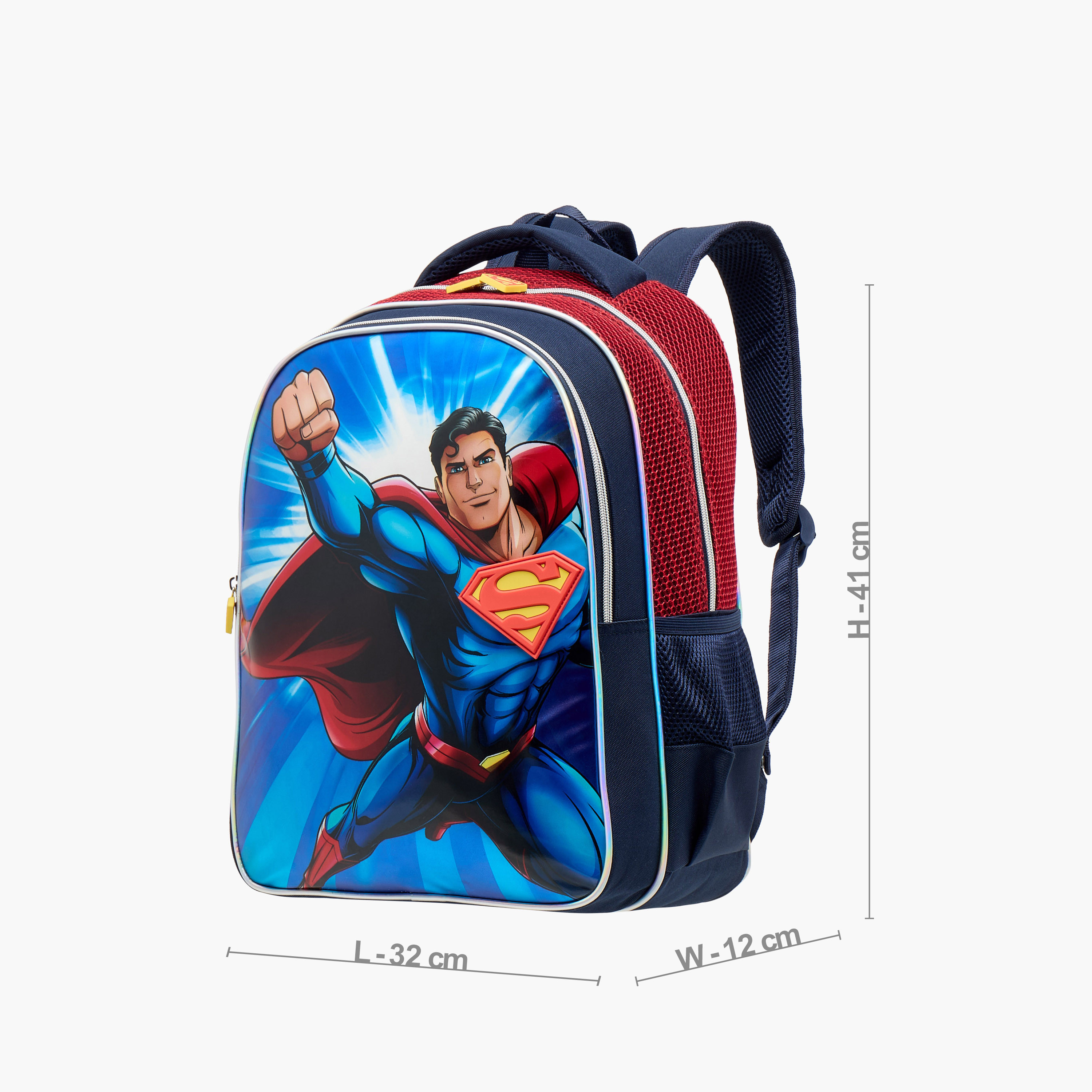 Superman Print Backpack with Adjustable Shoulder Straps and Zip Closure - 16 inches-school-bagsandbackpacks-backpacks-image-4