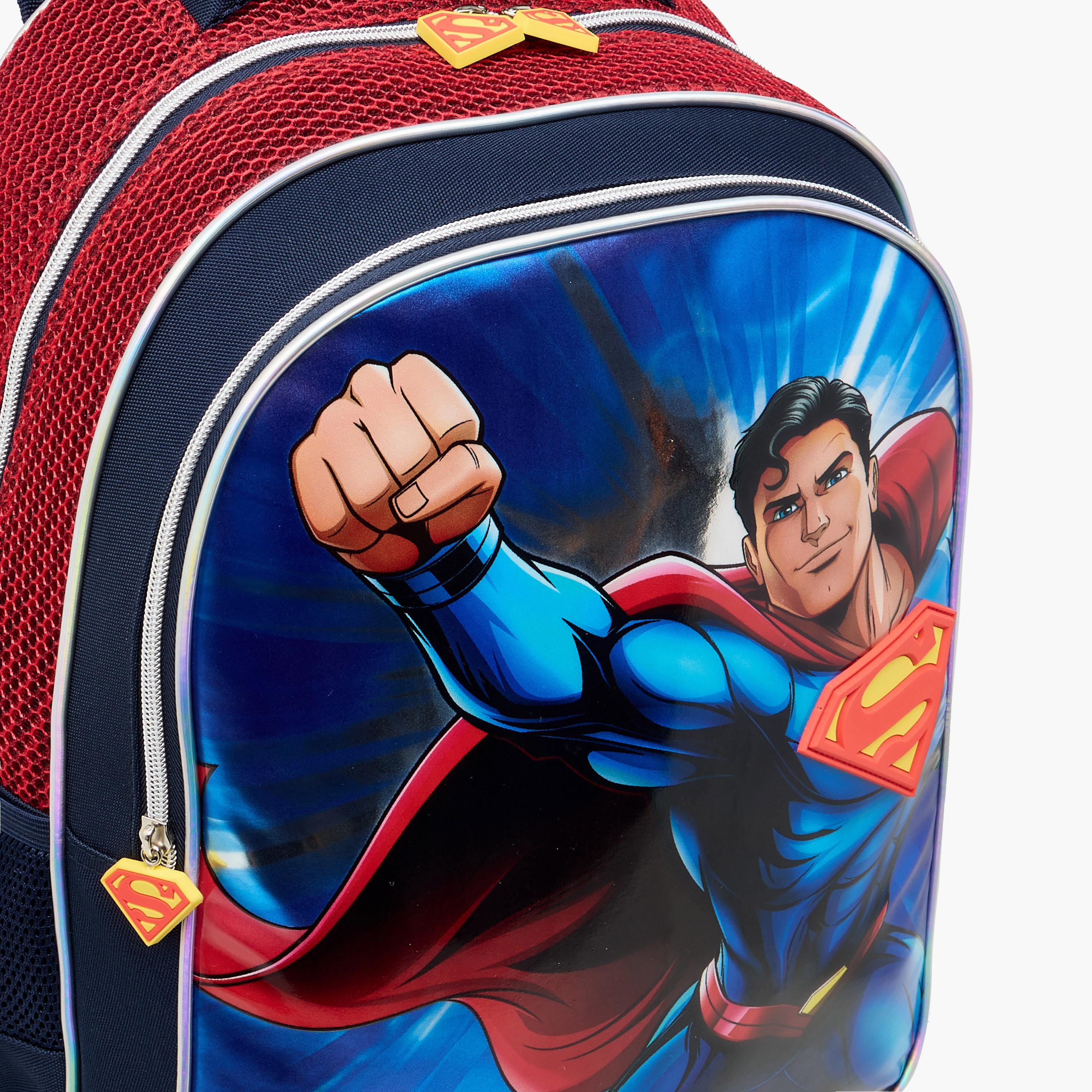 Superman Print Backpack with Adjustable Shoulder Straps and Zip Closure - 16 inches-school-bagsandbackpacks-backpacks-image-9