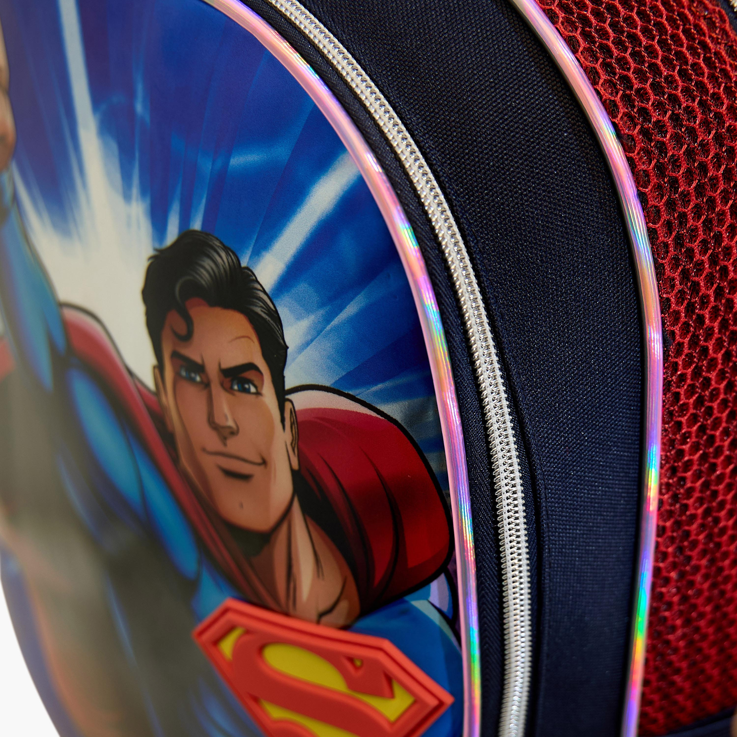 Superman Print Backpack with Adjustable Shoulder Straps and Zip Closure - 16 inches-school-bagsandbackpacks-backpacks-image-10