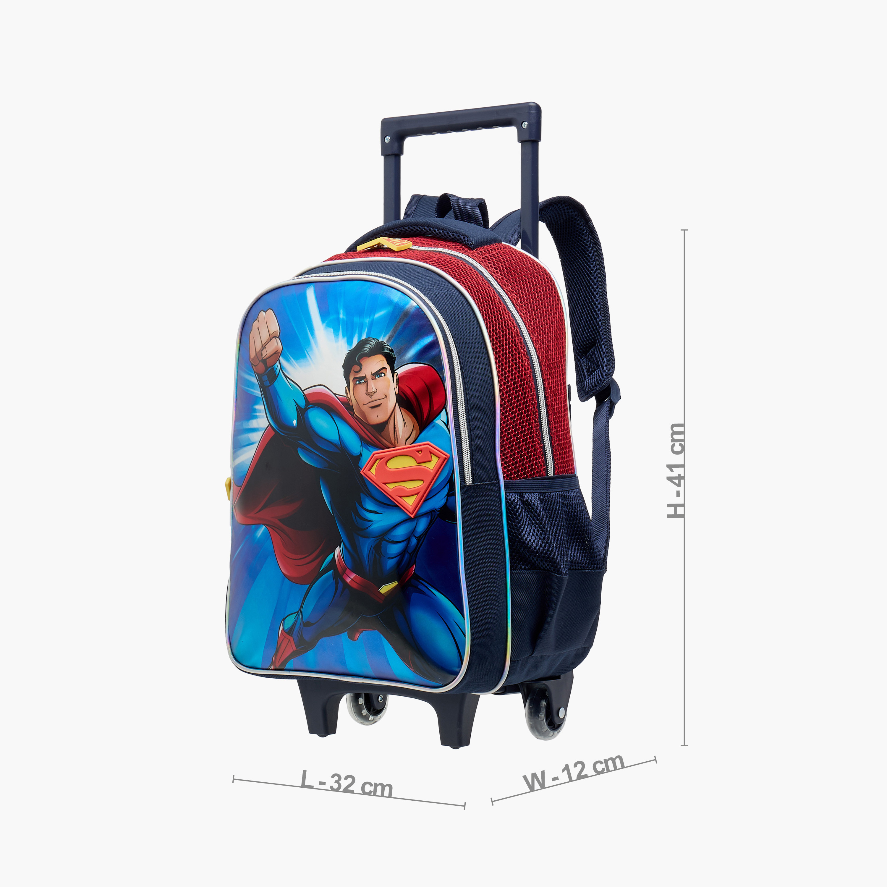 Warner Bros Superman Trolley Bag for Boys 5-8 Years with Padded Shoulder Straps -school-bagsandbackpacks-trolleybags-image-4