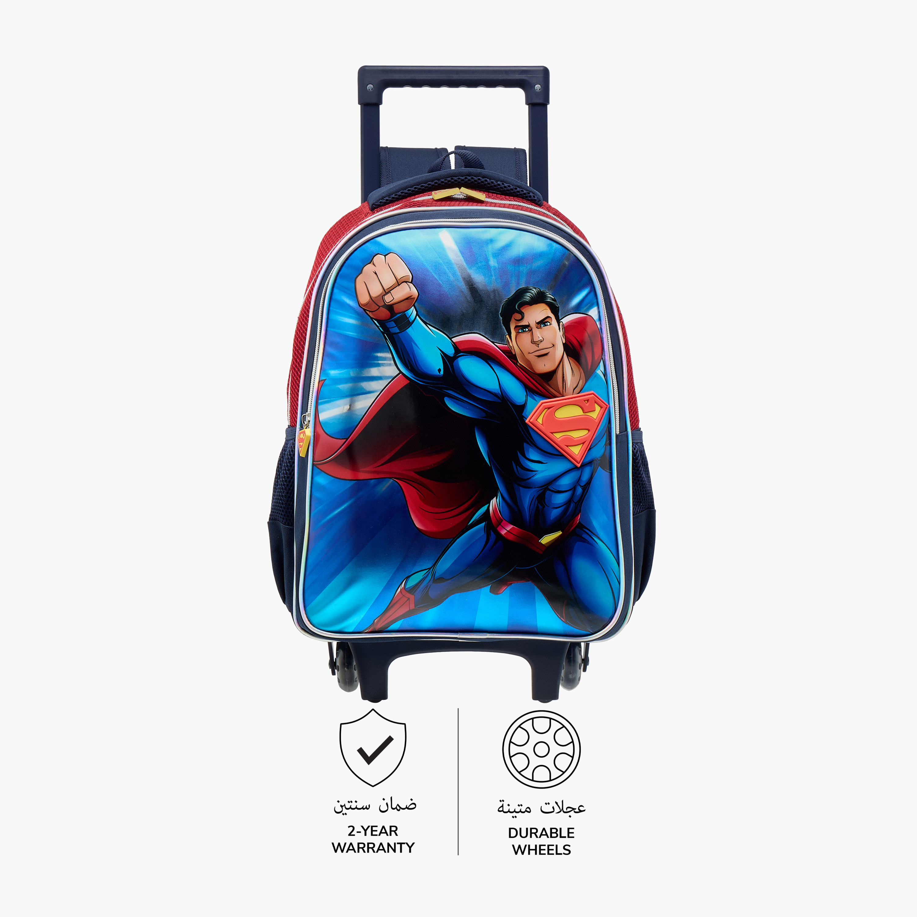 Warner Bros Superman Trolley Bag for Boys 5-8 Years with Padded Shoulder Straps -school-bagsandbackpacks-trolleybags-image-6