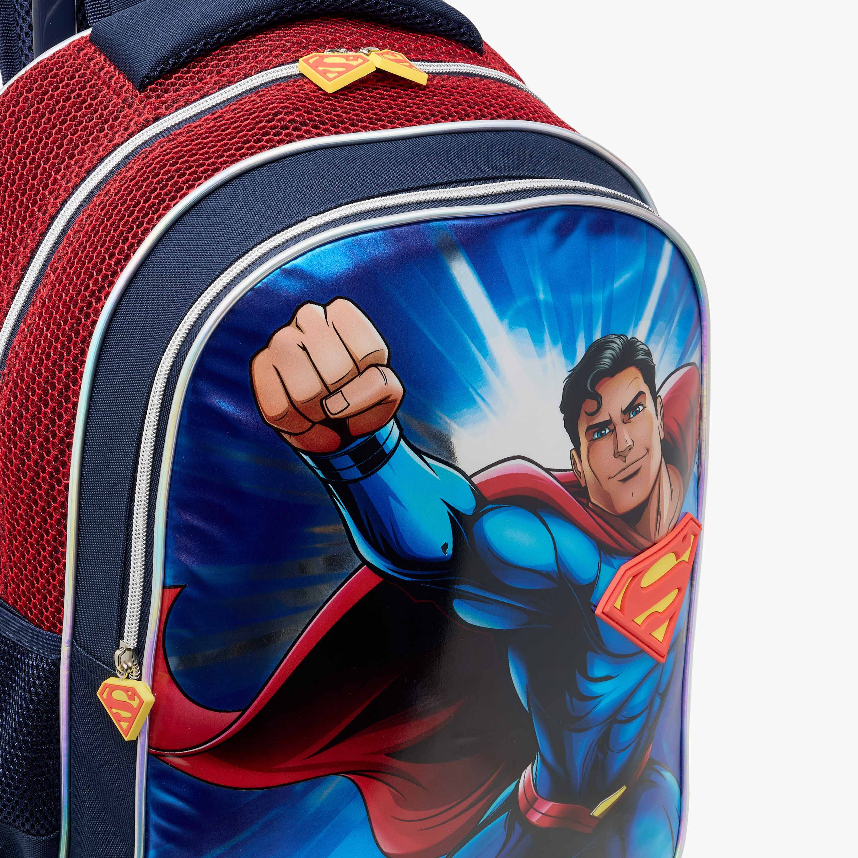 Warner Bros Superman Trolley Bag for Boys 5-8 Years with Padded Shoulder Straps -school-bagsandbackpacks-trolleybags-image-10