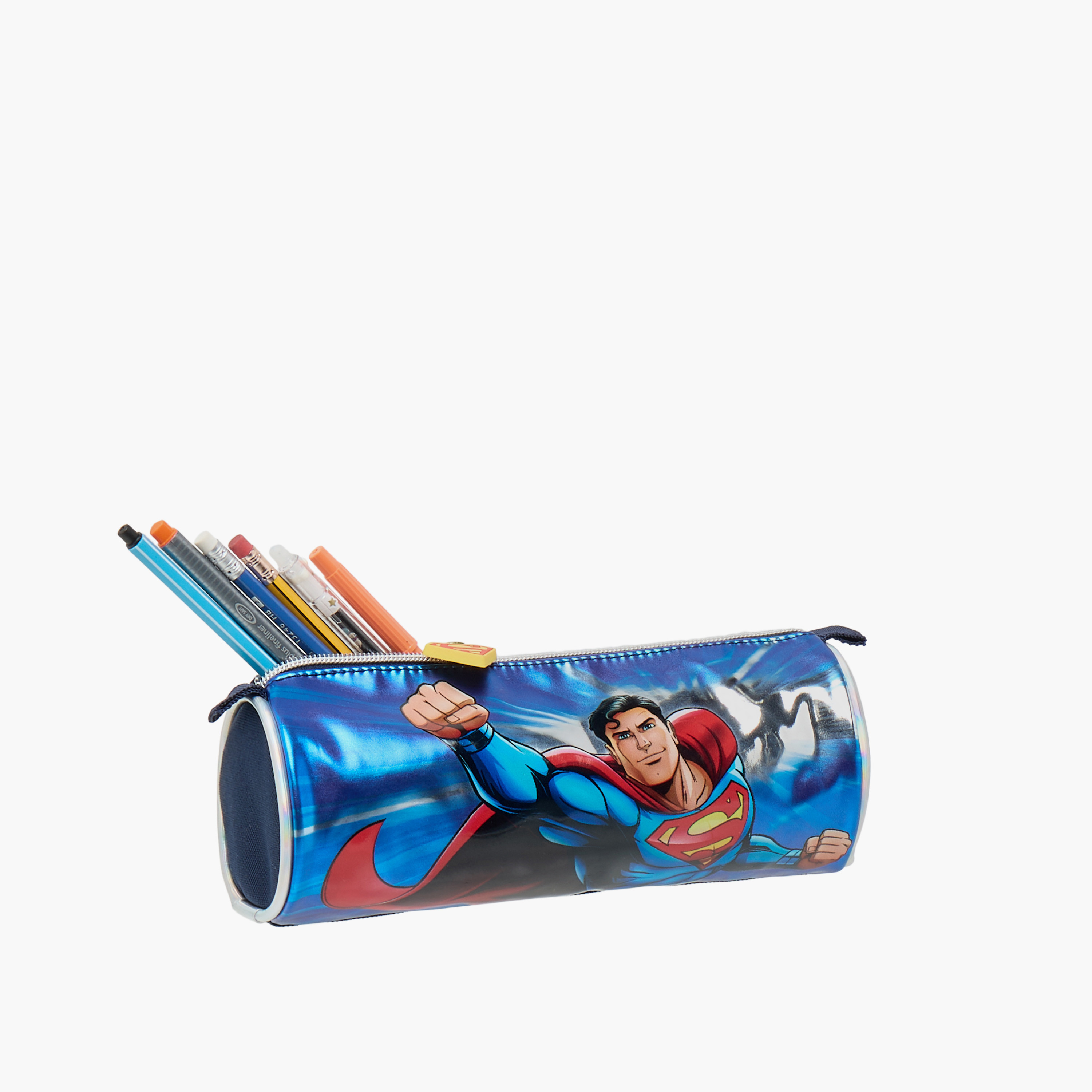 Superman Print Pencil Pouch with Zip Closure-school-stationery-pencilcases-image-5