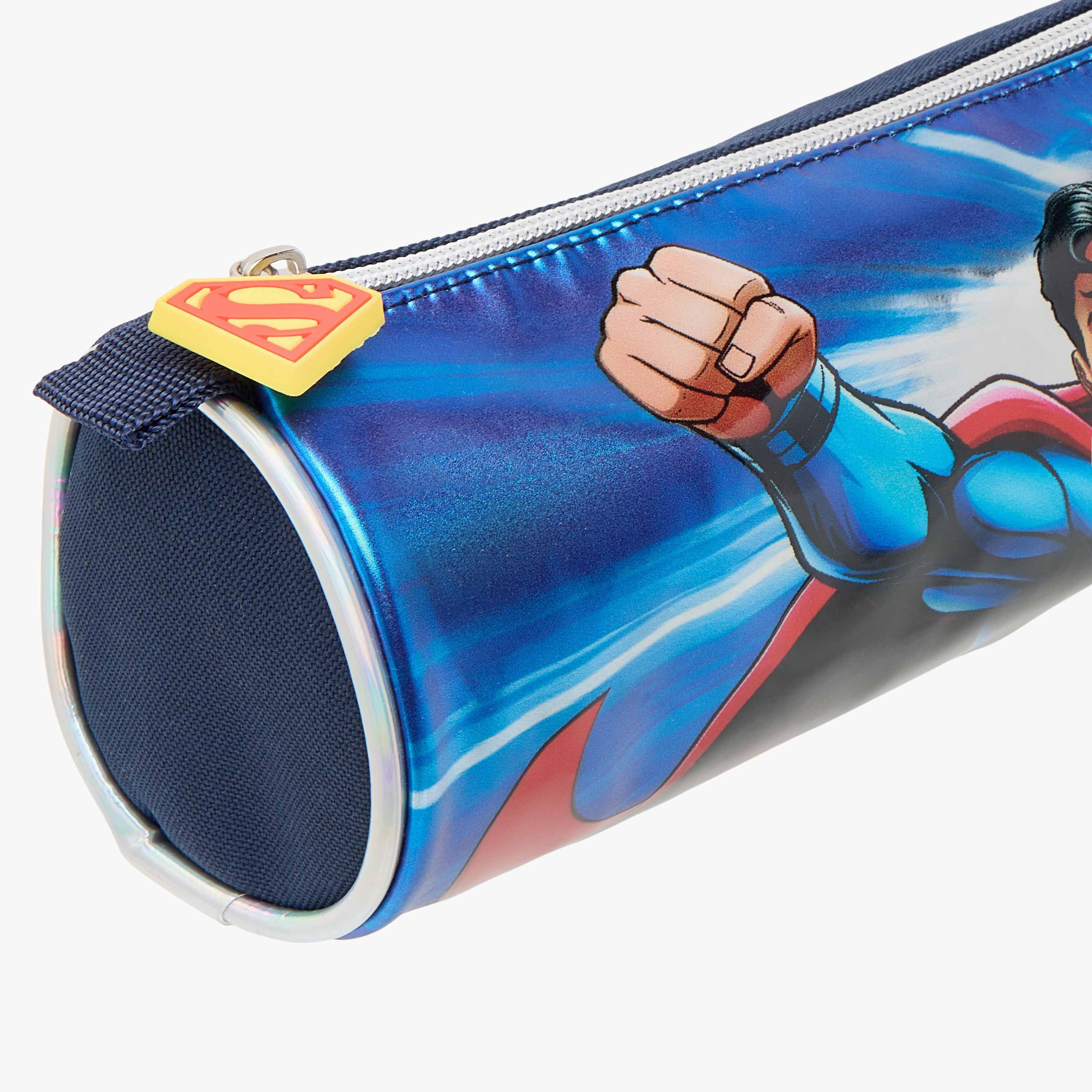 Superman Print Pencil Pouch with Zip Closure-school-stationery-pencilcases-image-9