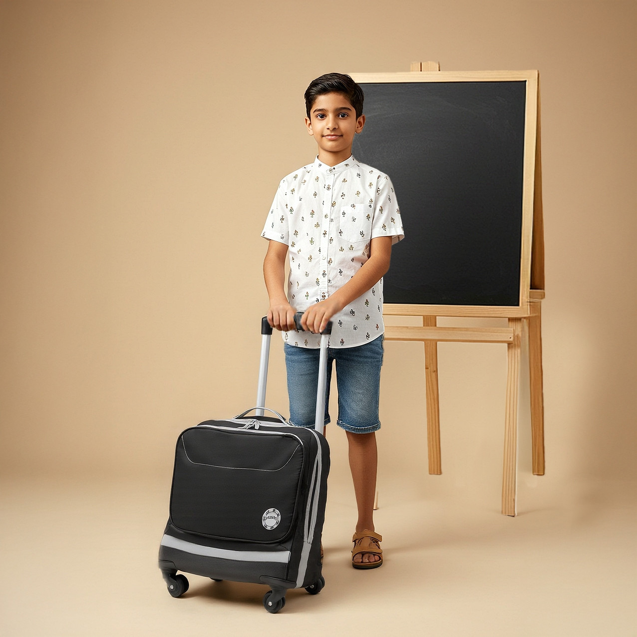 Juniors Solid Trolley Bag for Boys 8-13 Years with Adjustable Strap -school-bagsandbackpacks-trolleybags-image-3